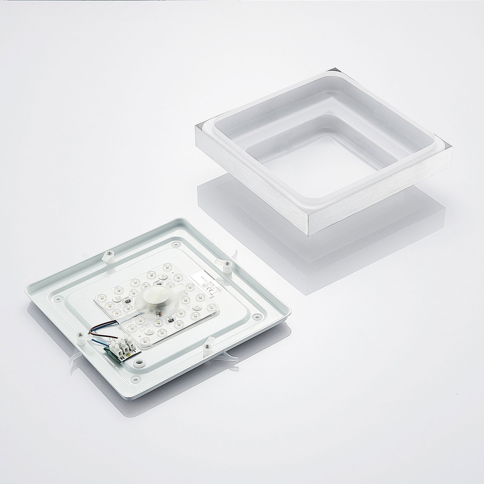 Mirco Square LED Lámpara de Techo L27 Alu/White - Lindby