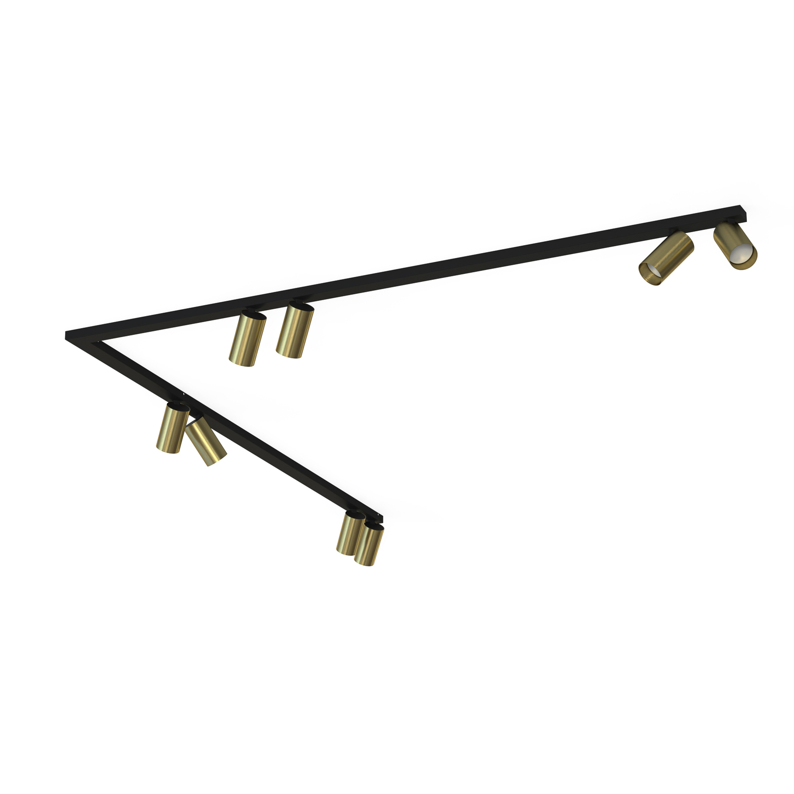Takspotlight Mono Corner VIII svart/messing 2x150