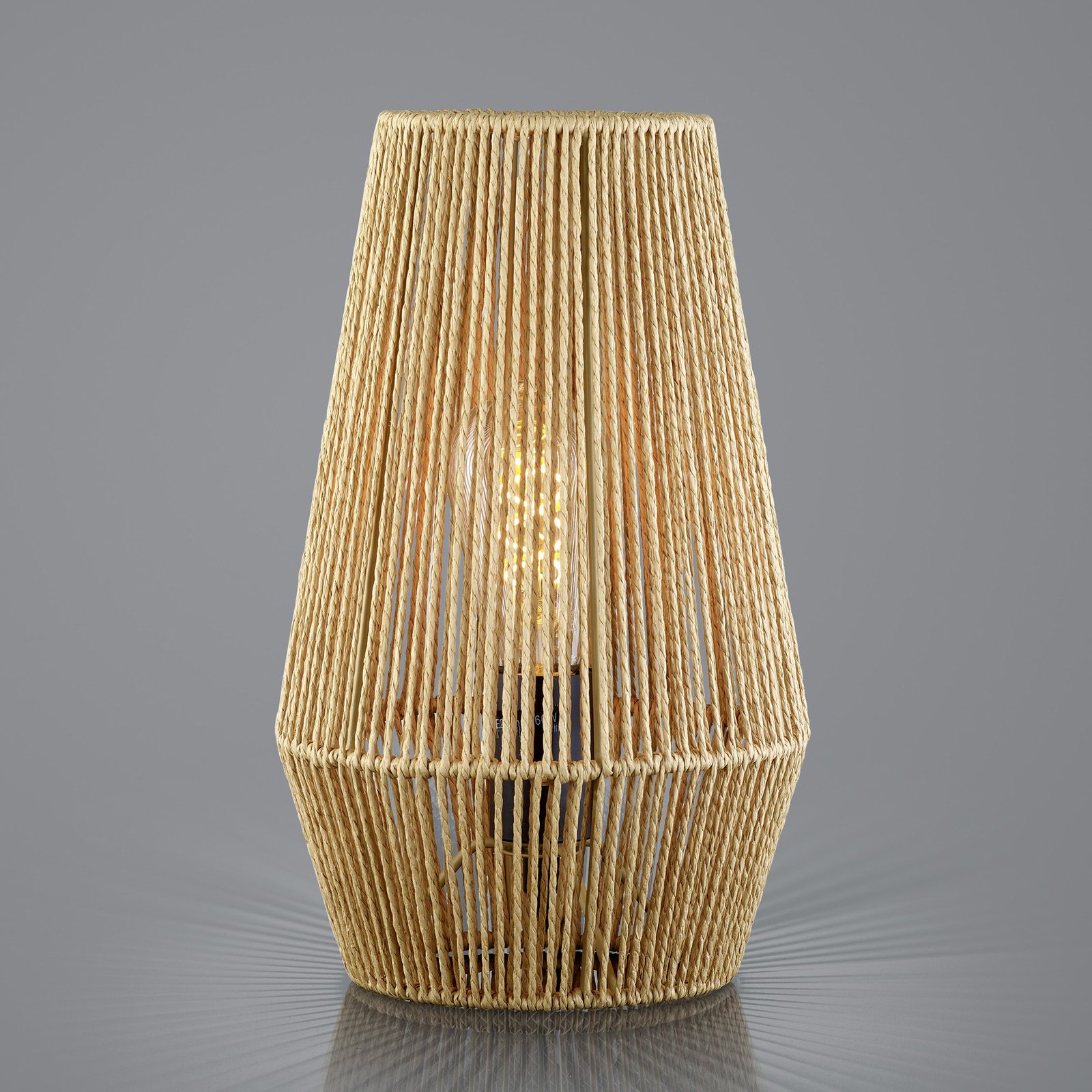 Bordlampe i reb lavet af papir, brun, Ø 20 cm