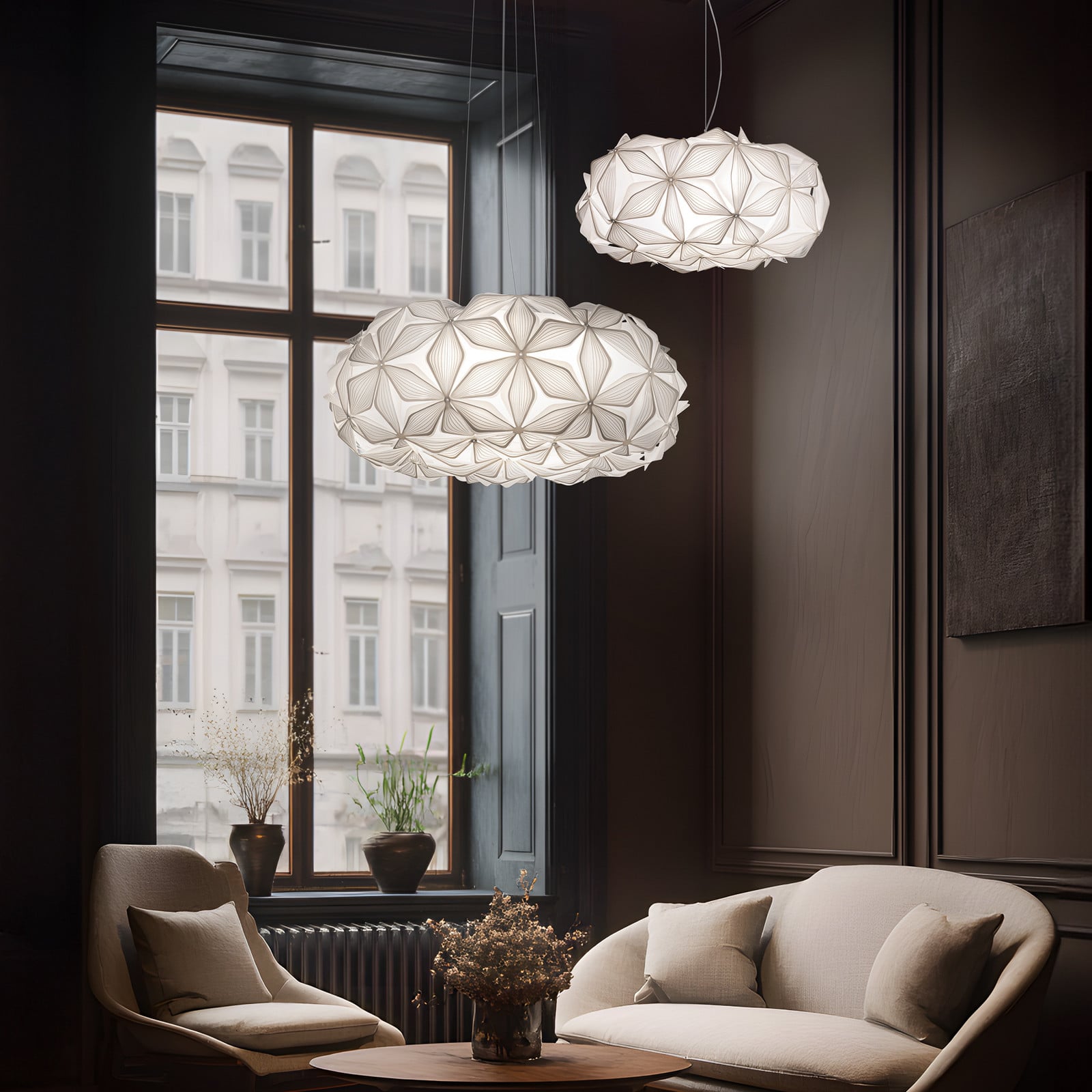 C'EST LA VIE riippuvalaisin, valkoinen/läpinäkyvä kaapeli, Ø 70 cm C'EST LA VIE Slamp - Olohuone - Design - Muovi - Varjostimella
