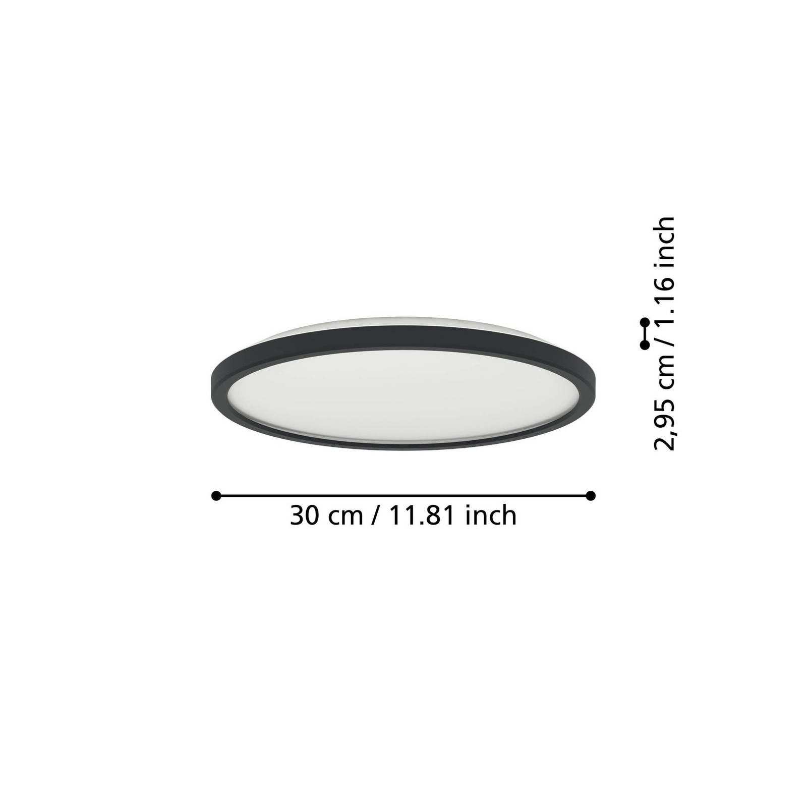 EGLO connect lampa sufitowa LED Rovito-Z, czarna, Ø 30 cm