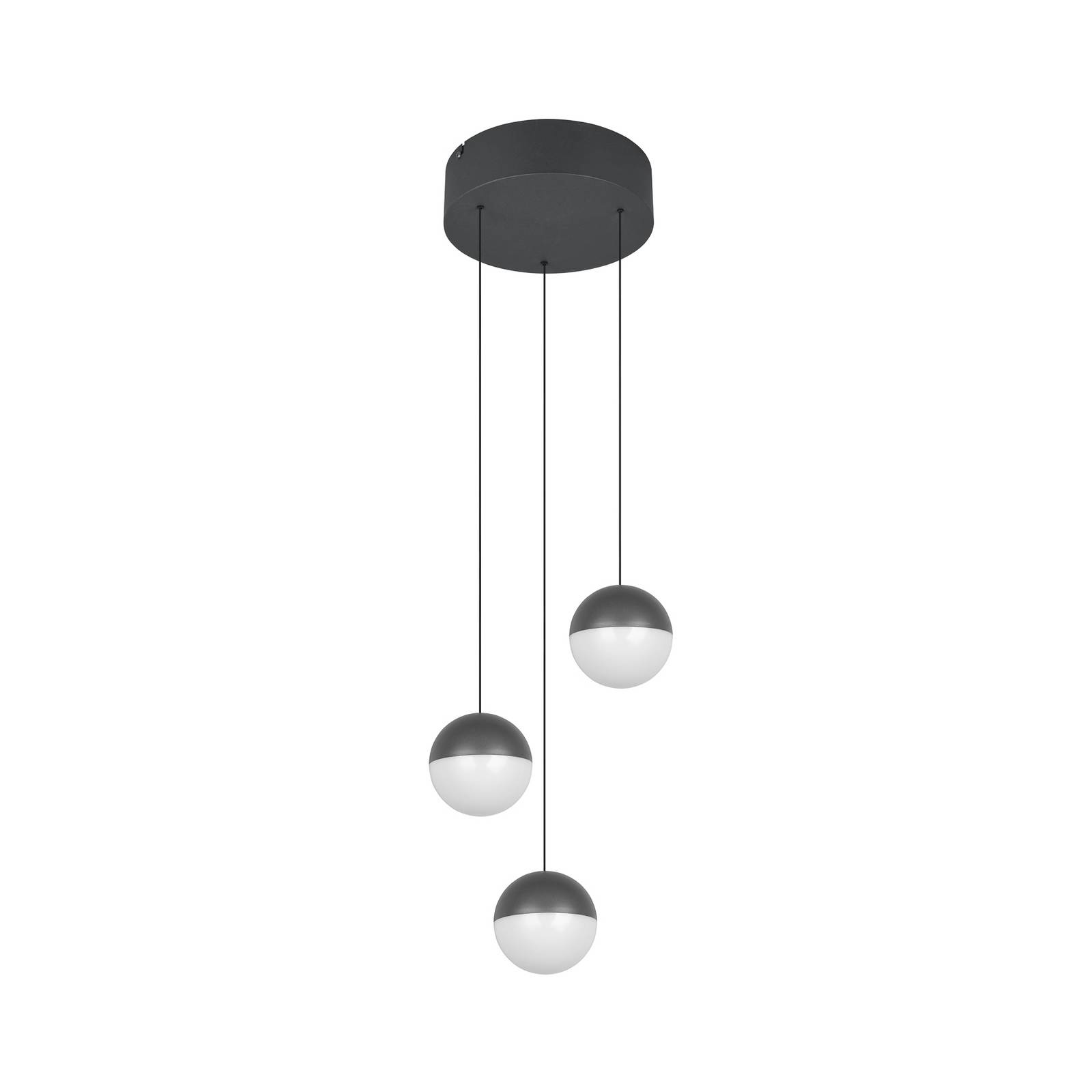 LED-Hängeleuchte Senta, anthrazit, Ø 25 cm, 3.000 K 3-flg.