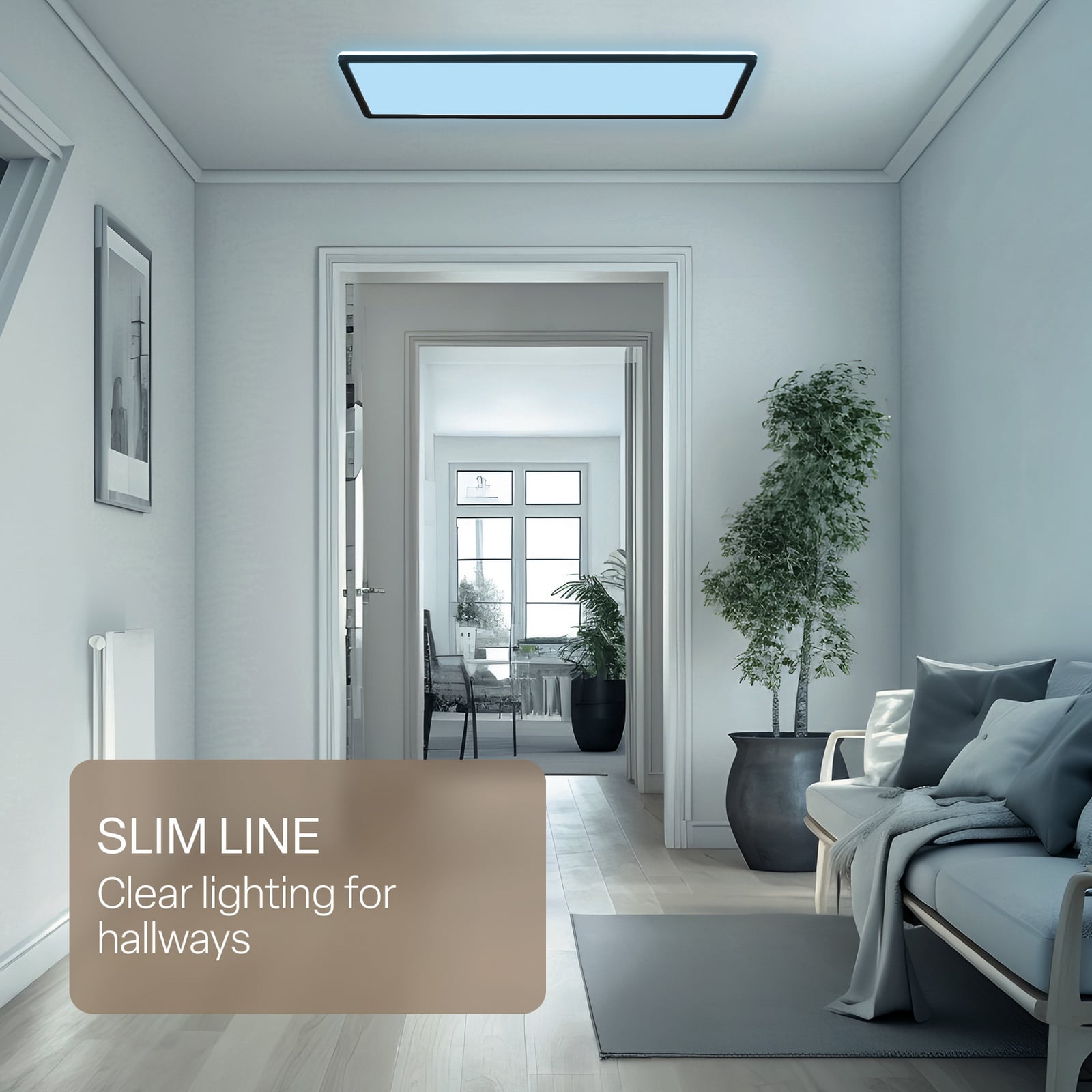 Pannello LED Shallow Remote CCT, 58 x 20 cm, nero, retroilluminazione