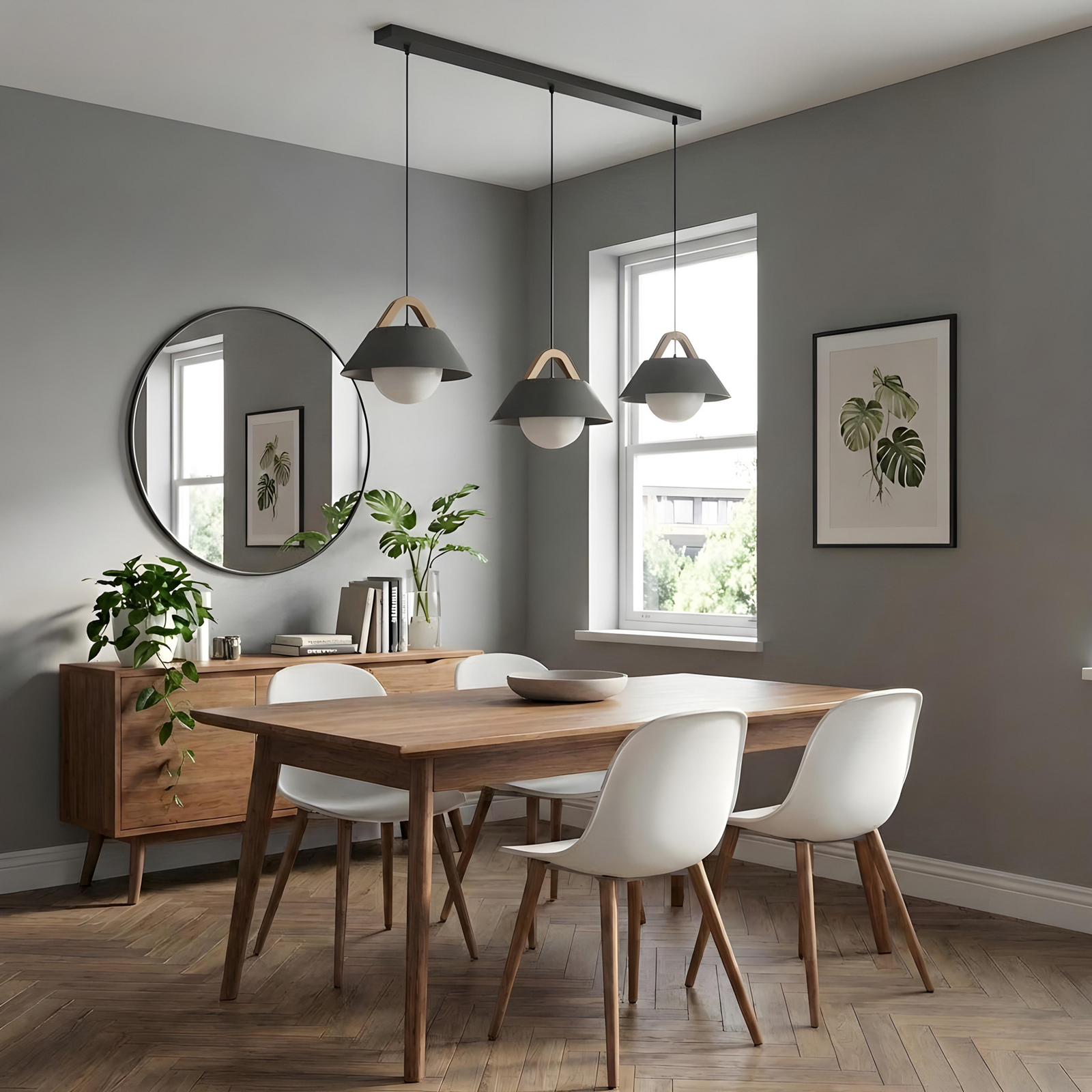 Funda hanging light, black, length 110 cm, 3-bulb, metal/glass Funda hanging light, black, length 110 cm, 3-bulb, metal/glass