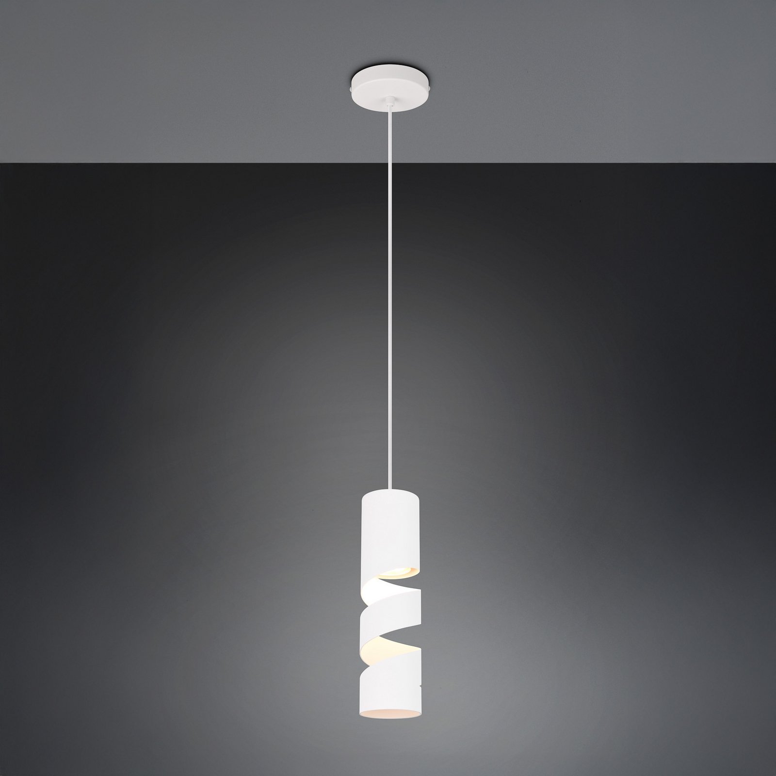 Stream pendant light, white, Ø 8 cm, metal, GU10