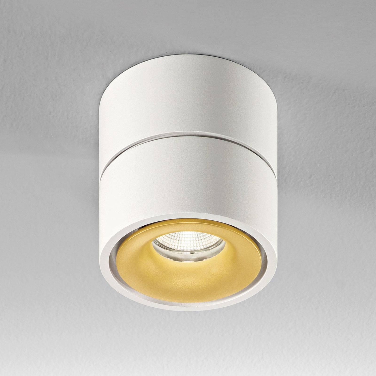 Egger Clippo spot LED soffitto, bianco-oro, 3.000K