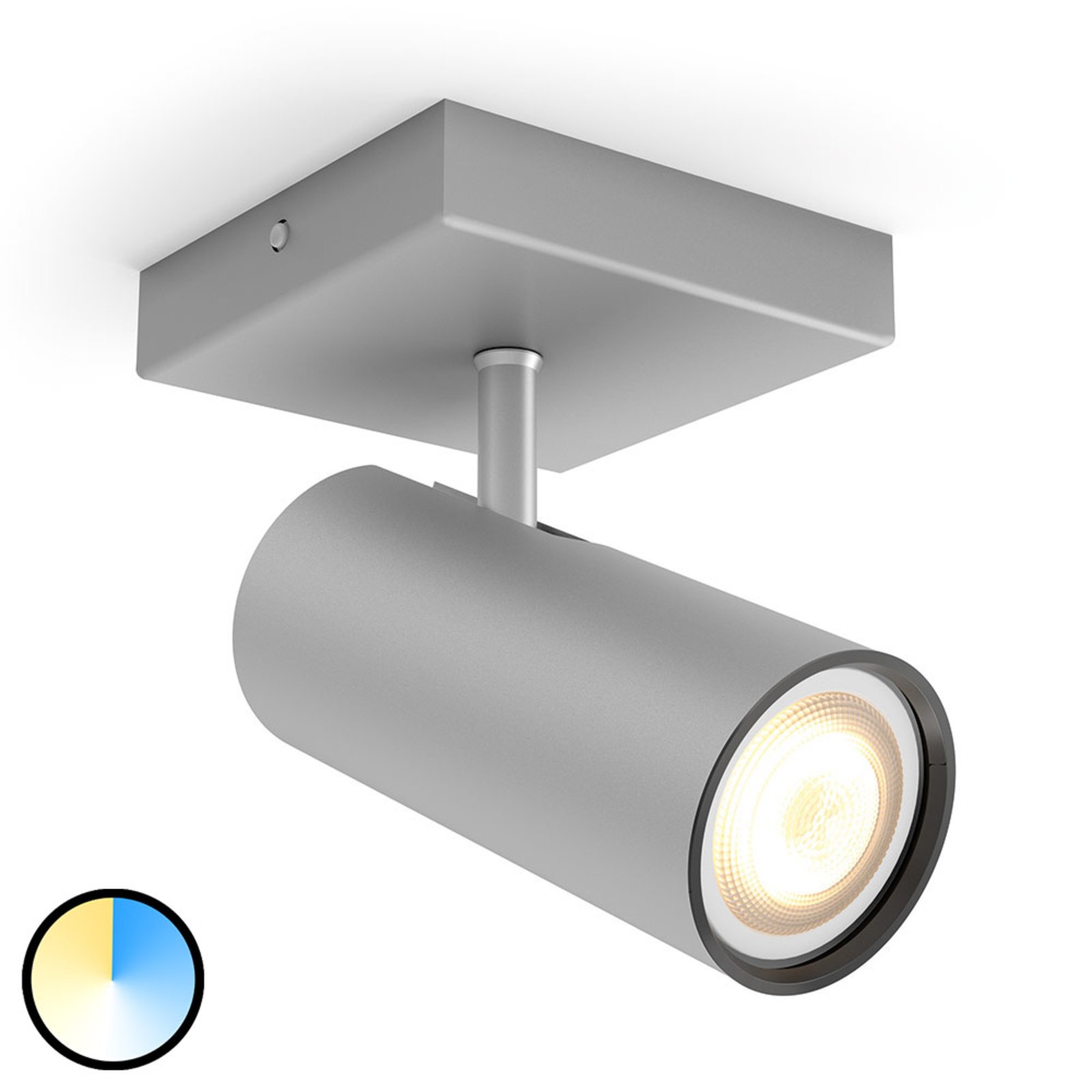 PHILIPS HUE Philips Hue Buratto LED spot aluminium 1-bulb, for Living / Dining Room, metal, GU10, 5.5 W, energy efficiency: A, L: 13.6 cm, W: 10.2 cm, H: 11.2 cm