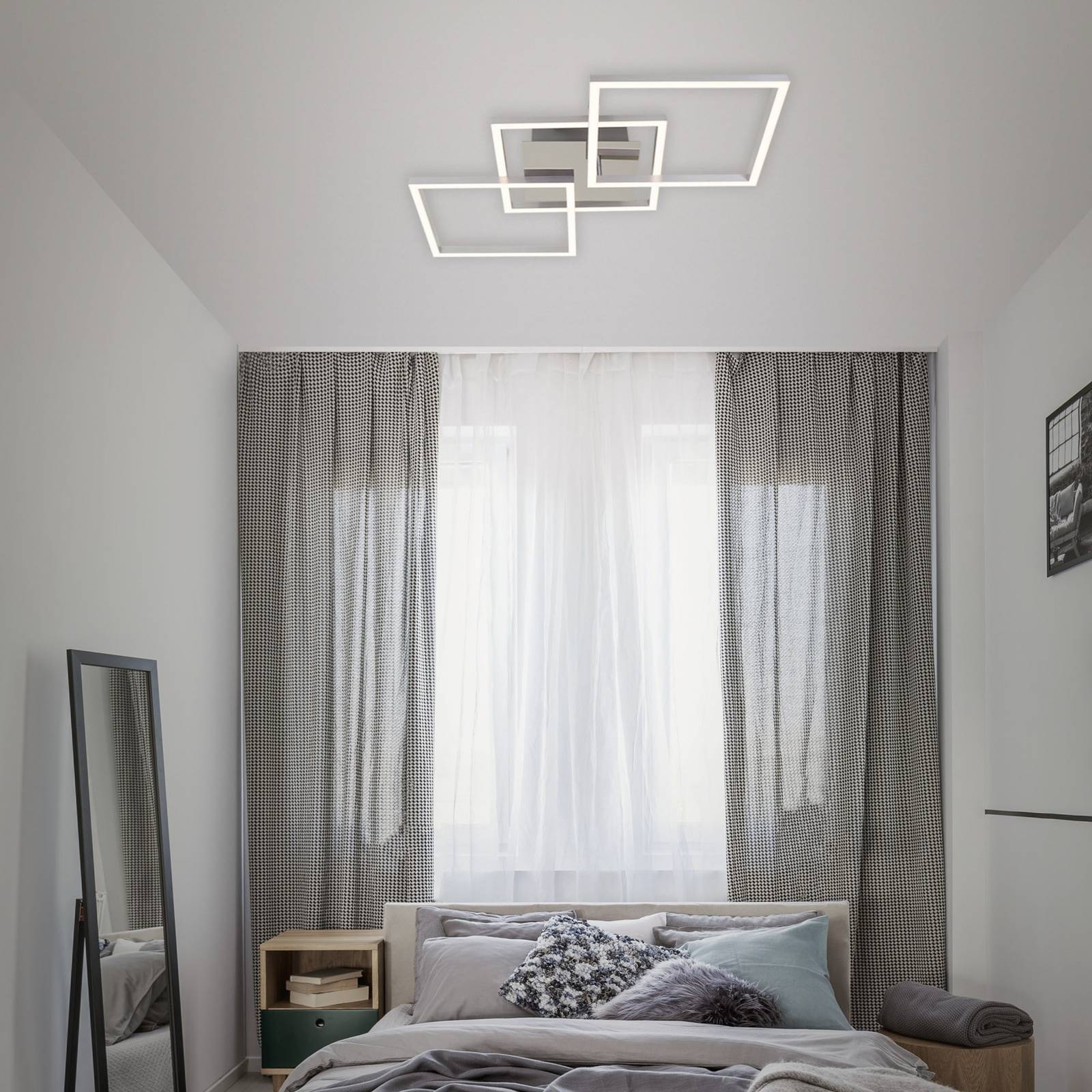 Photos - Chandelier / Lamp Briloner Frame LED ceiling light chrome/aluminium 76x37cm 