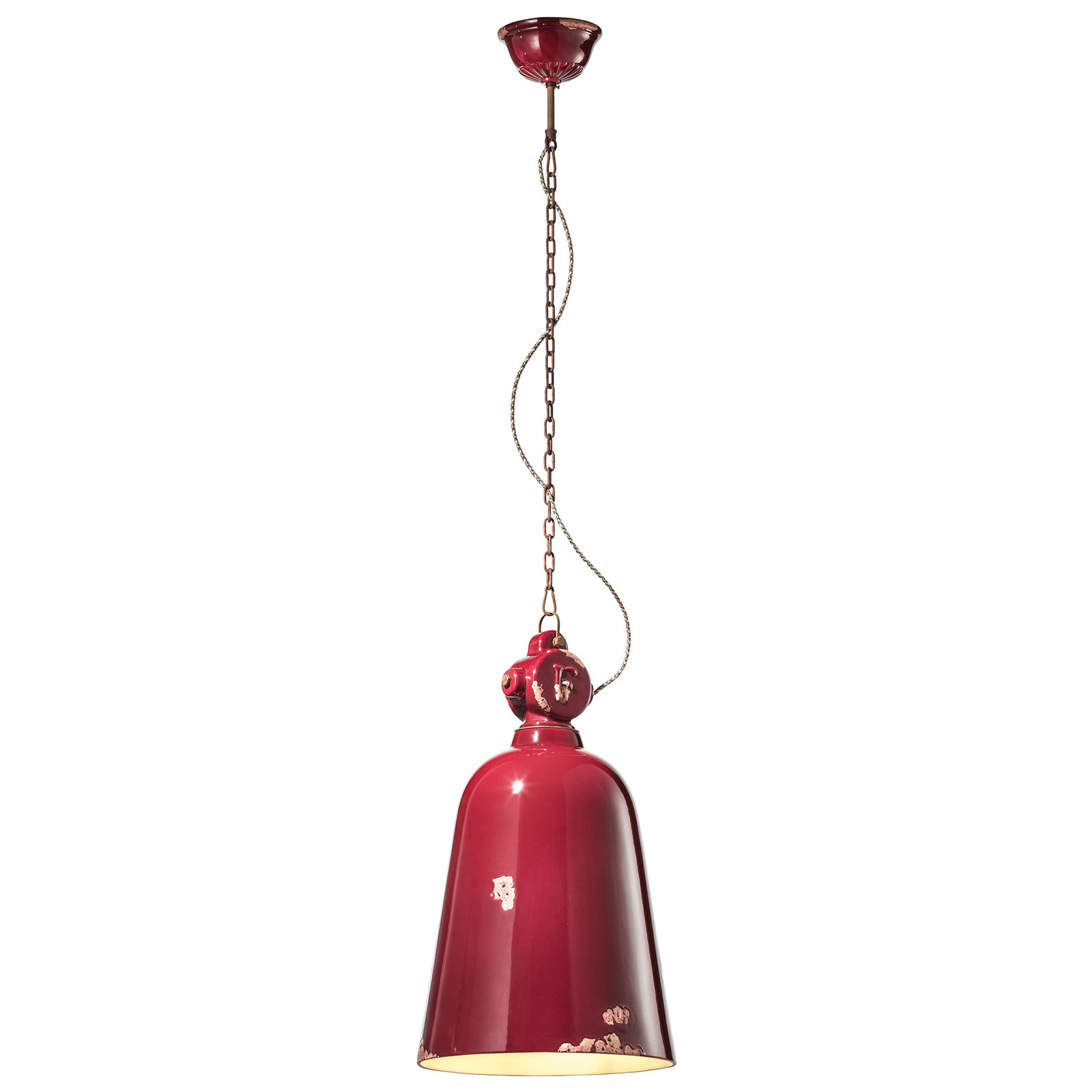 C1745 vintage hanging light, conical, bordeaux