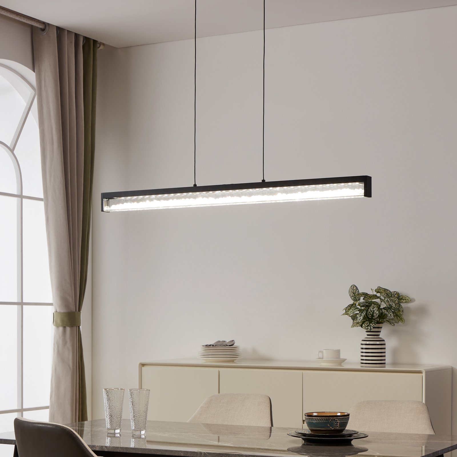 Candeeiro suspenso LED Cardito Tunable branco 100cm preto