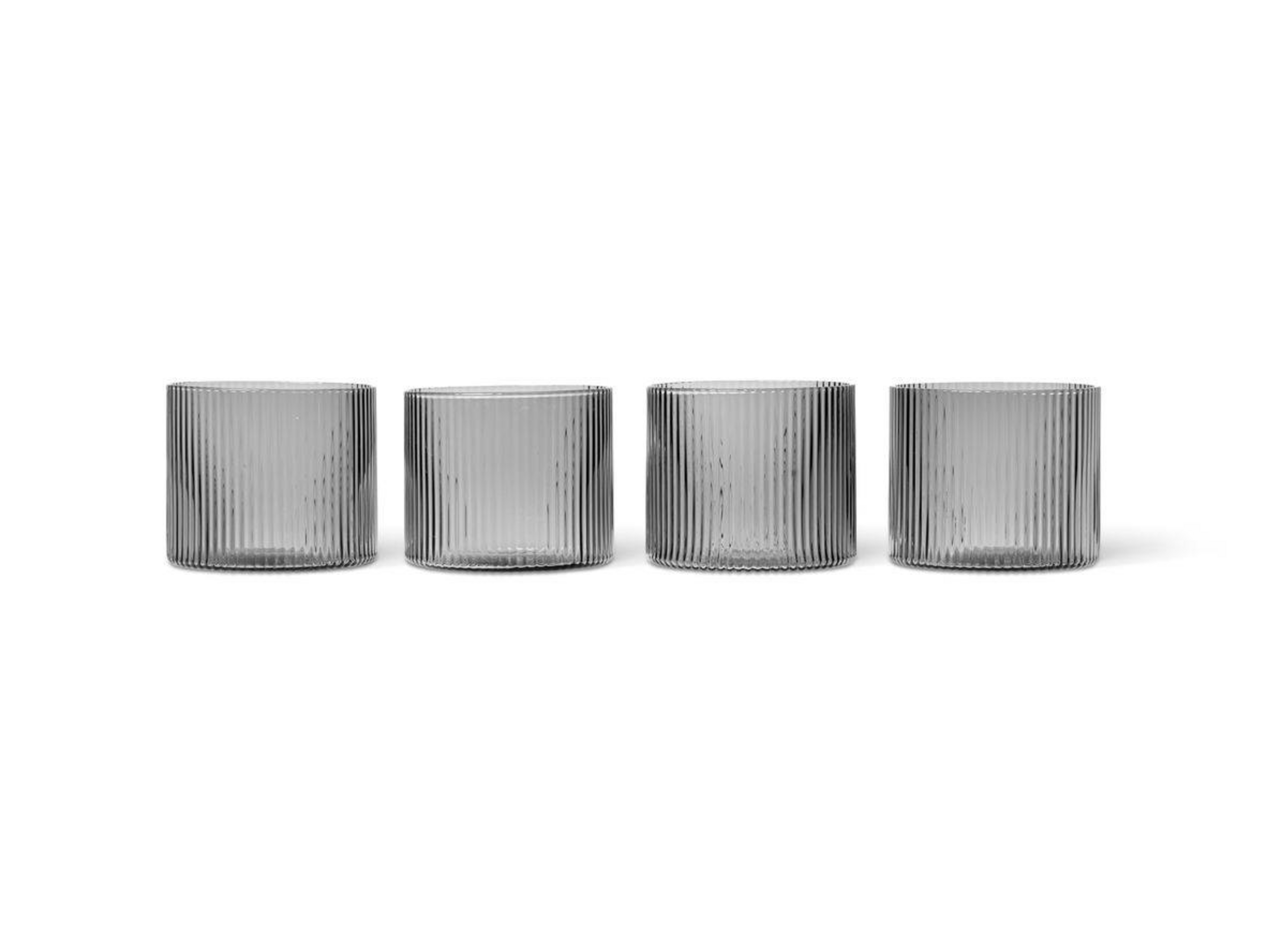 Ripple Low Glasses Set of 4 Smoked Siva - Ferm Living