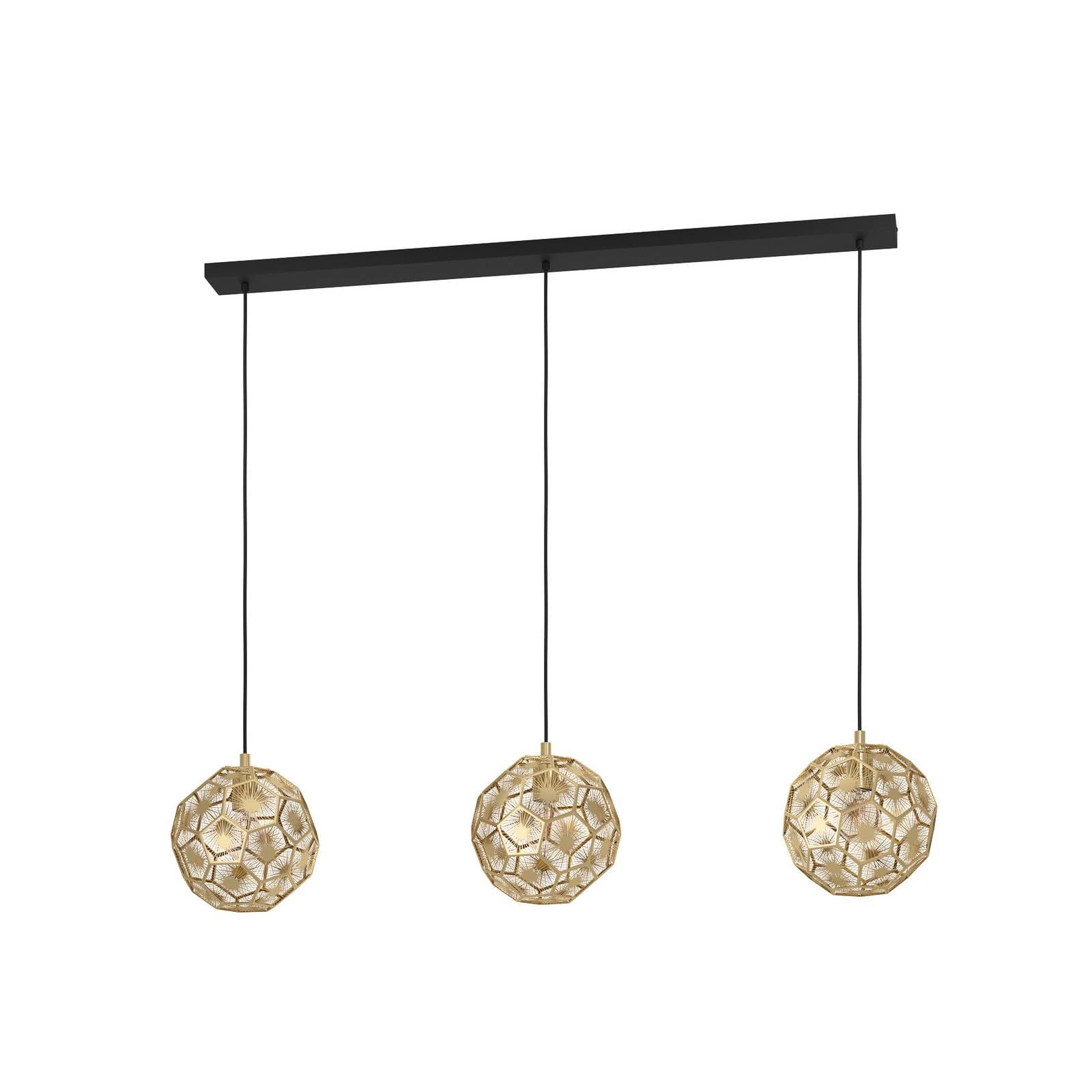 Eglo - Pendelleuchte Skoura 3-flammige Hängelampe für Wohnzimmer und Esstisch im Vintage-Design edle Retro Esszimmerlampe aus Metall in Messing