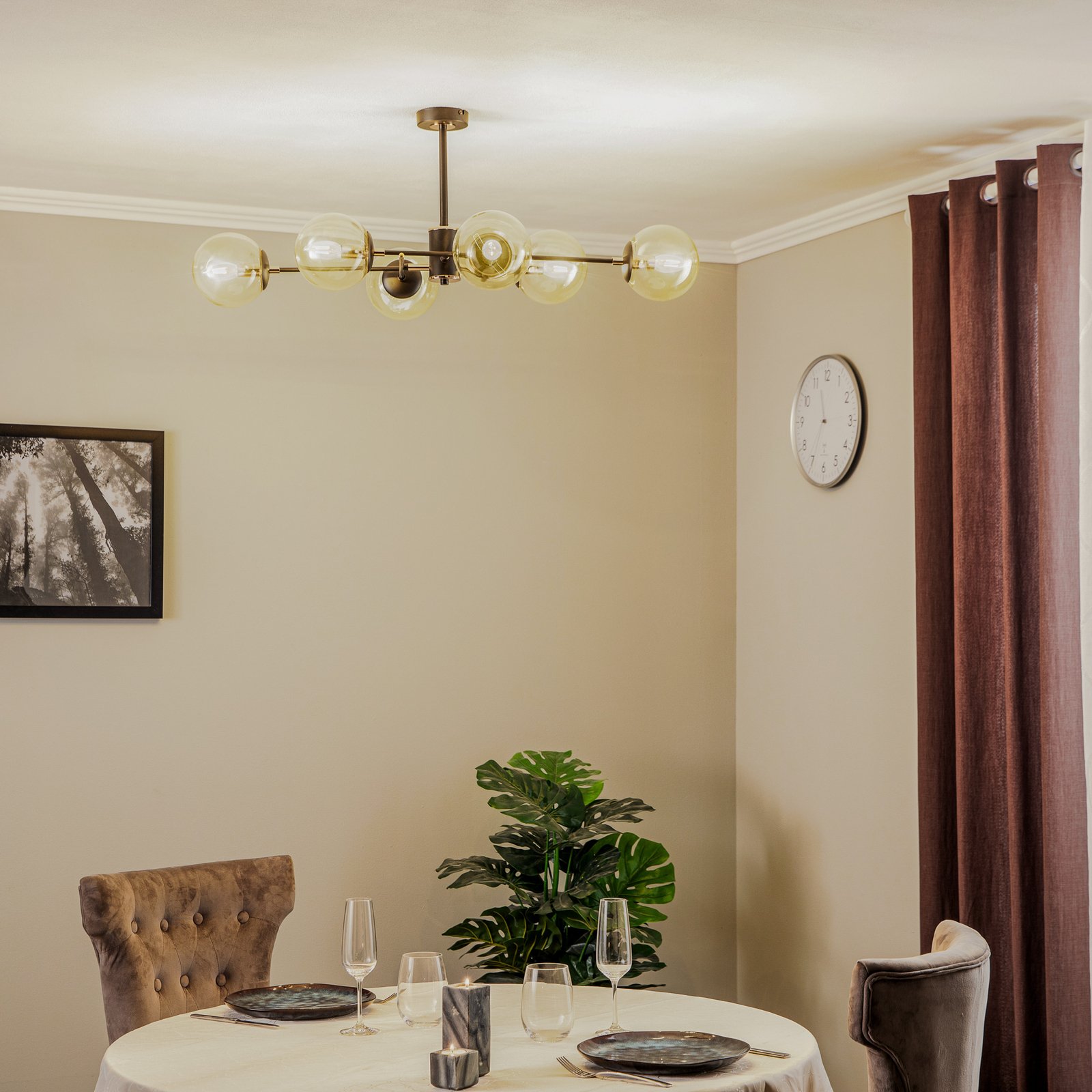 Tanos ceiling light, 6-bulb, black/gold