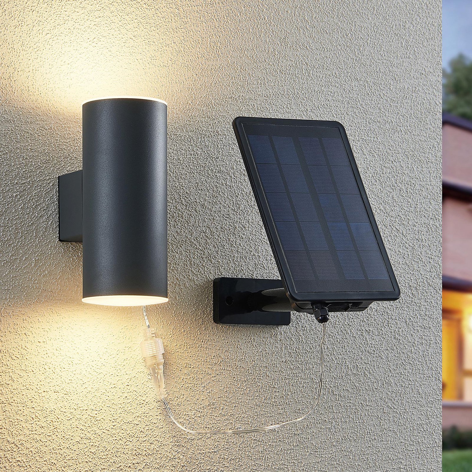 Lindby Maurun aplique solar LED, antracita