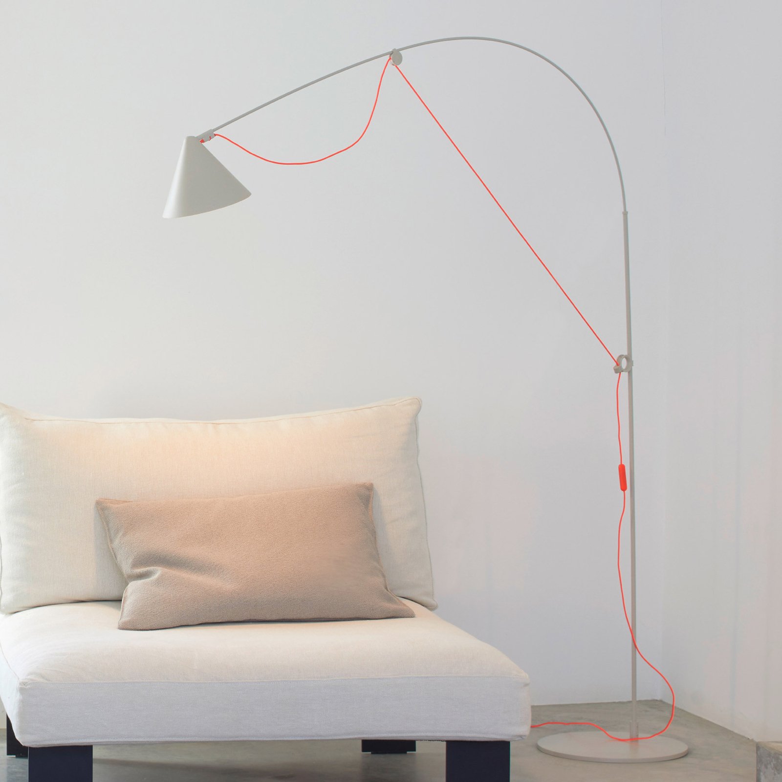 midgard LED floor lamp AYNO L, grey/orange, 2,700 K, 166 cm