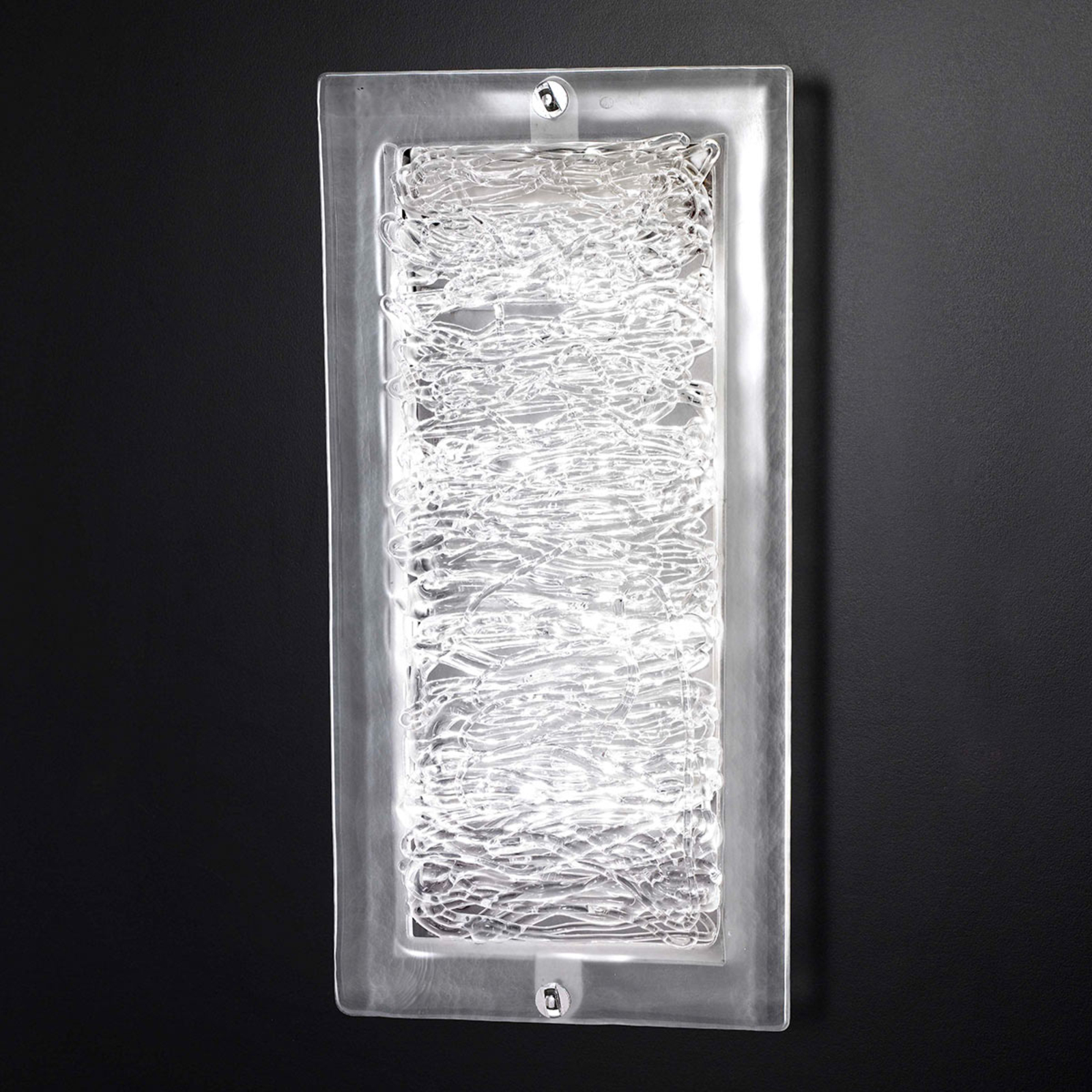 Cremasco Mary glass wall light 20 x 40 cm, for Living / Dining Room, metal, glass, crystal, 2G11, 18 W, energy efficiency: A+, W: 40 cm, H: 20 cm