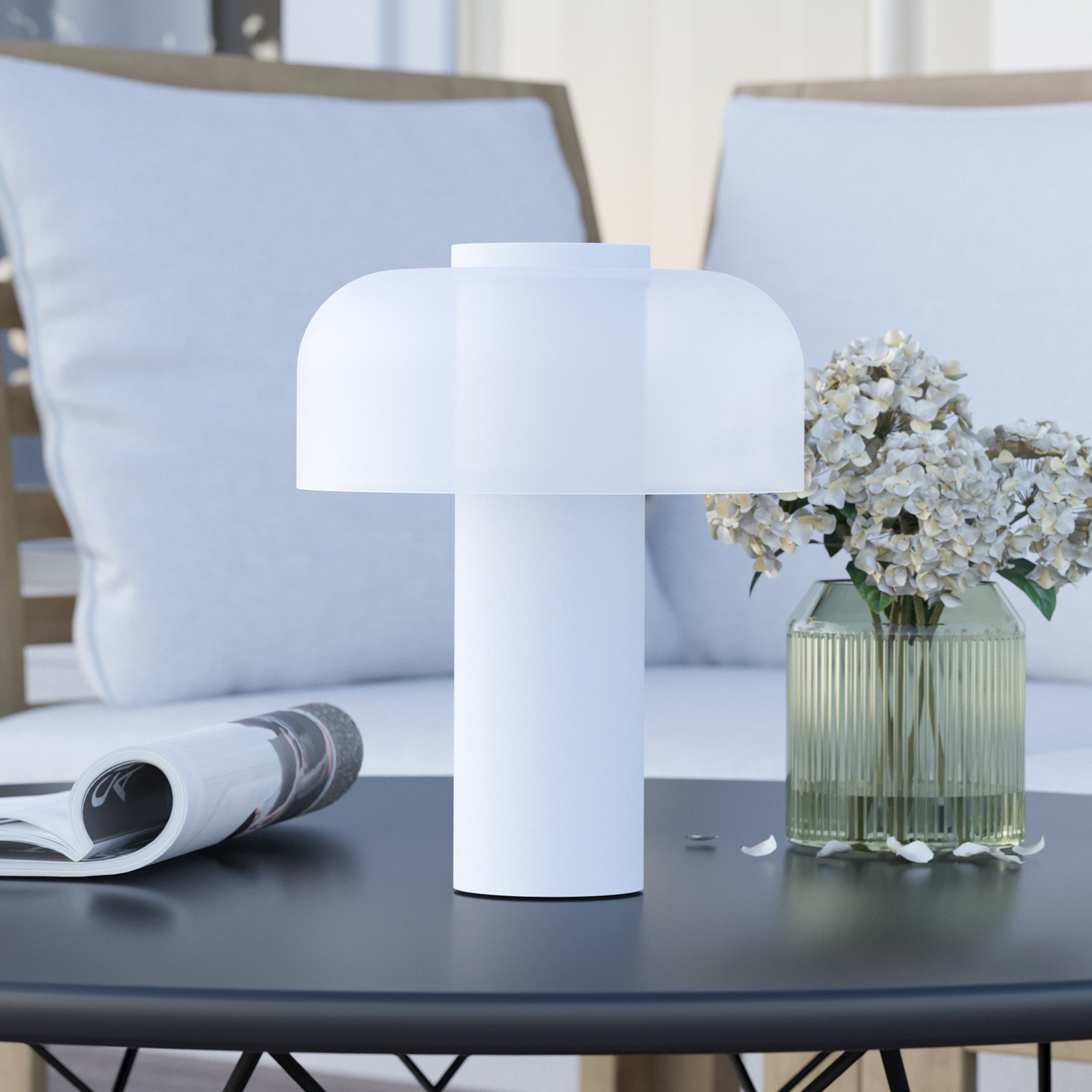 LED-Akku-Tischlampe Ponente, Ø 16 cm, weiß, CCT, dimmbar