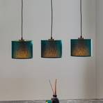 Hanglamp Soho, cilindrisch lang 3-lamps groen/goud