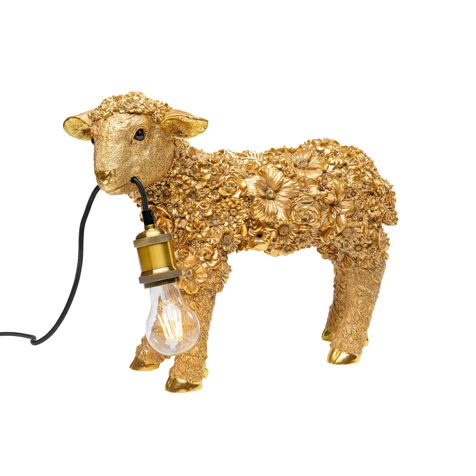 KARE Animal Flower Sheep bordlampe, guld