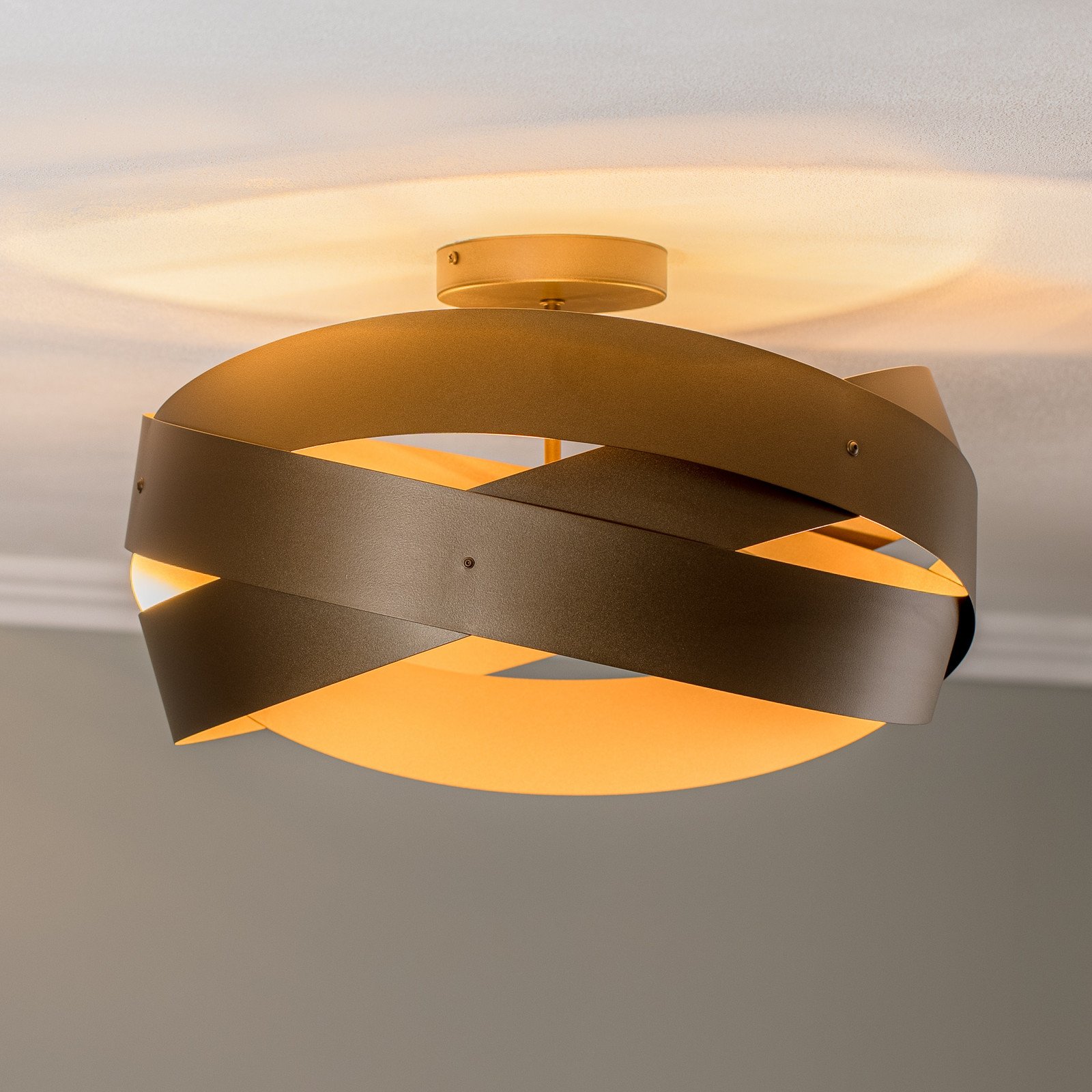 Euluna plafonieră Tornado maro cafea Ø 50 cm - Camera de zi / sufragerie - Modern - Metal