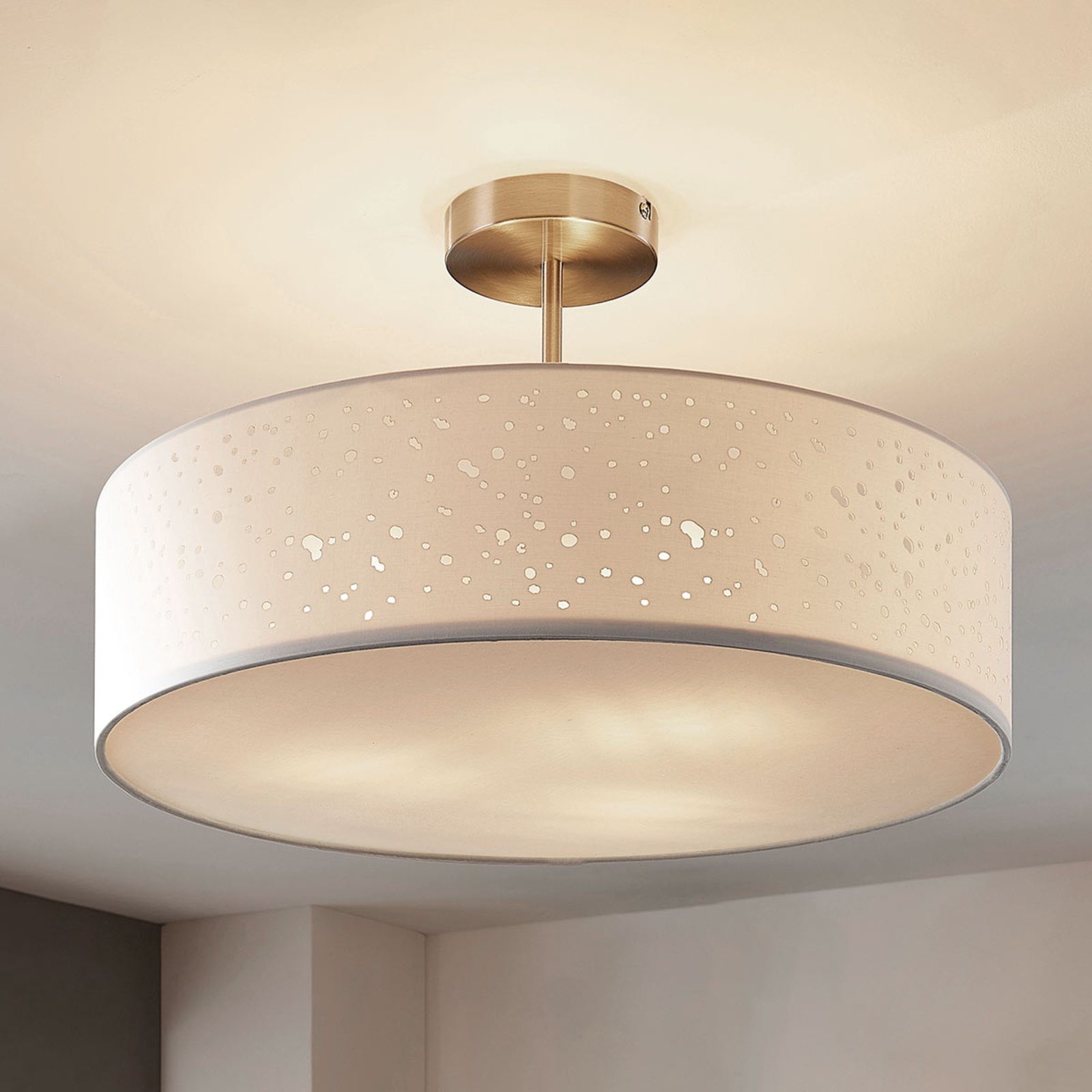 Umma Ceiling Lamp H30 White/Satin Nickel - Lindby