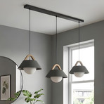 Funda hanging light, black, length 110 cm, 3-bulb, metal/glass