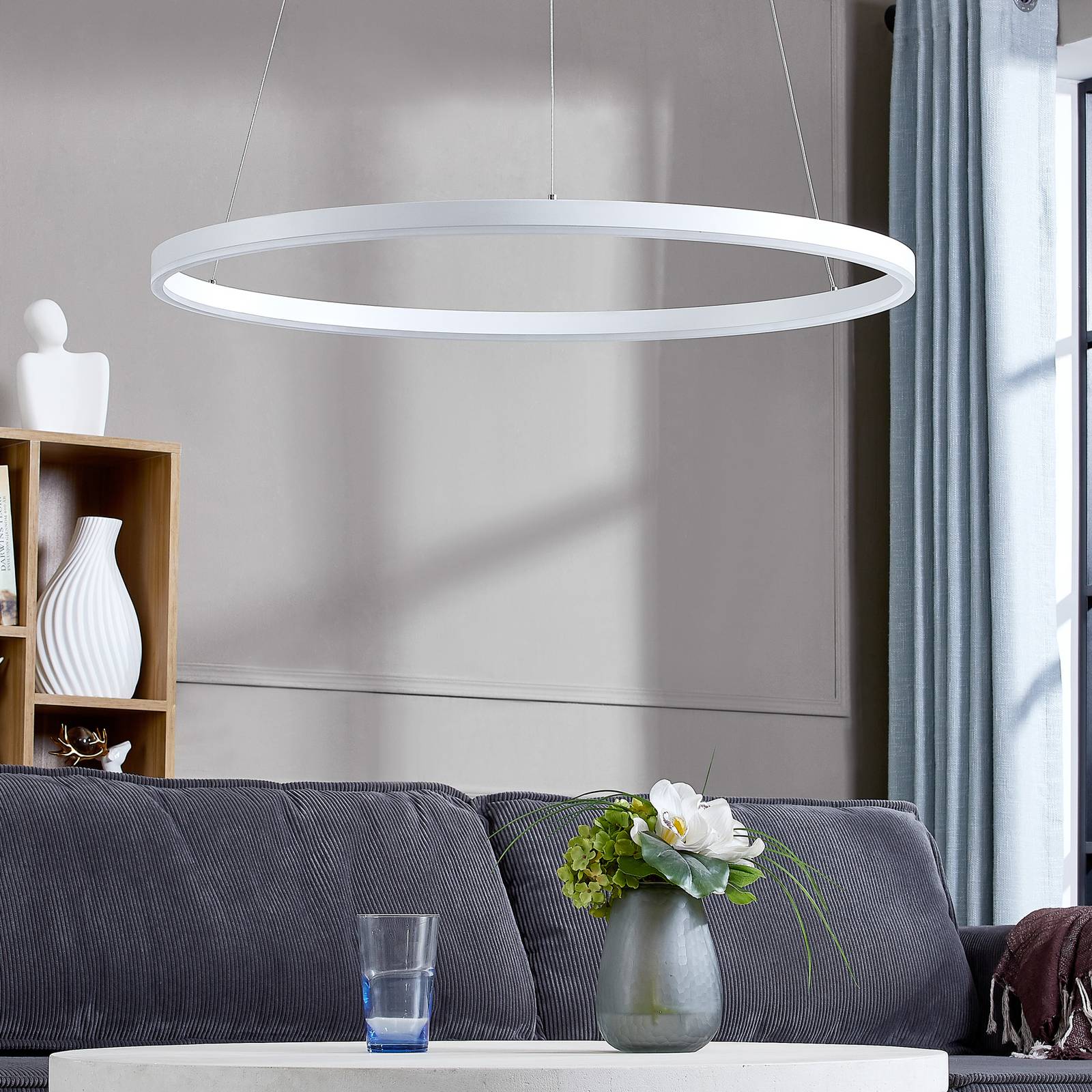 Arcchio Albiona LED függő lámpa, fehér, 80 cm