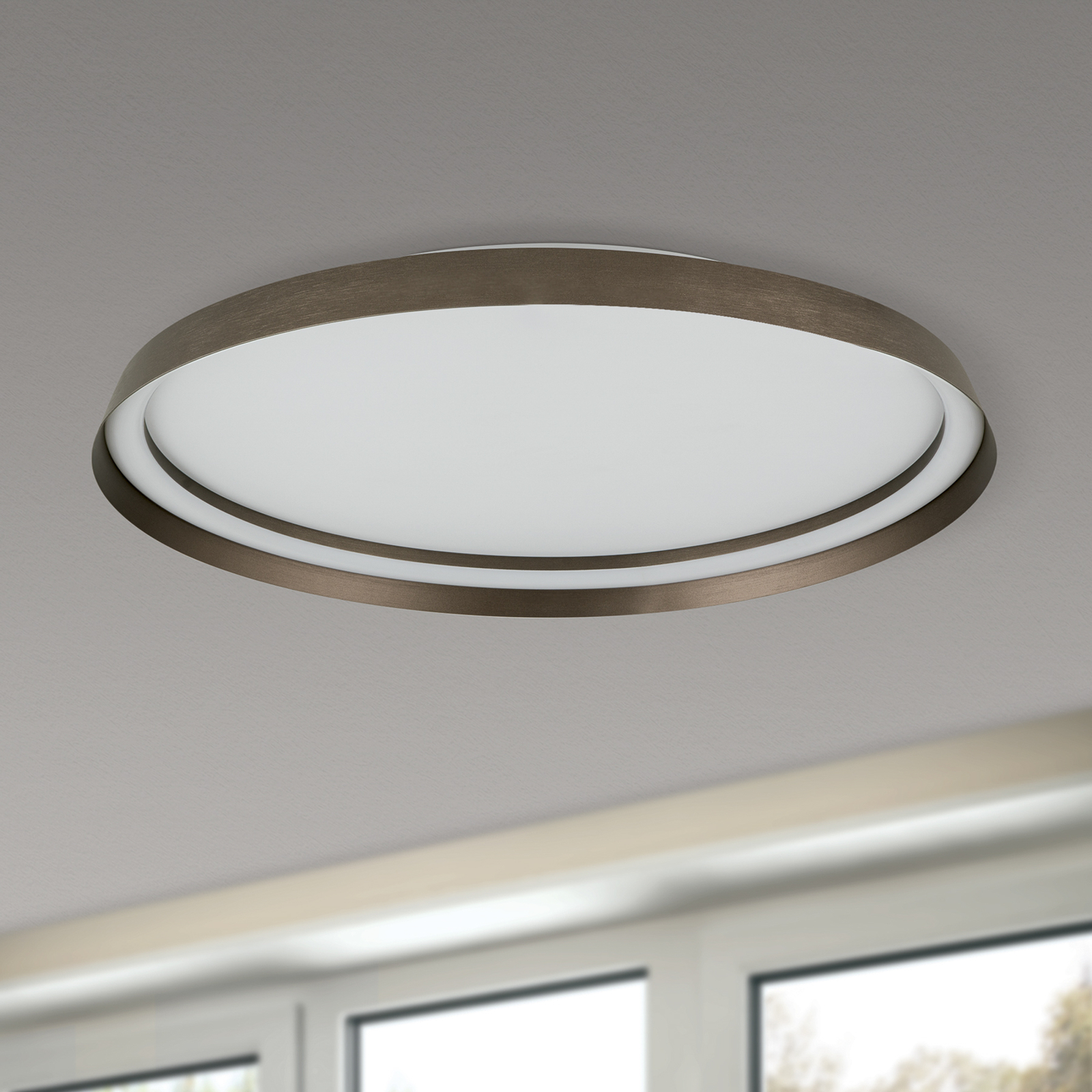 Plafonnier LED Manta, Ø 60 cm, alu/bronze, alu, up/down