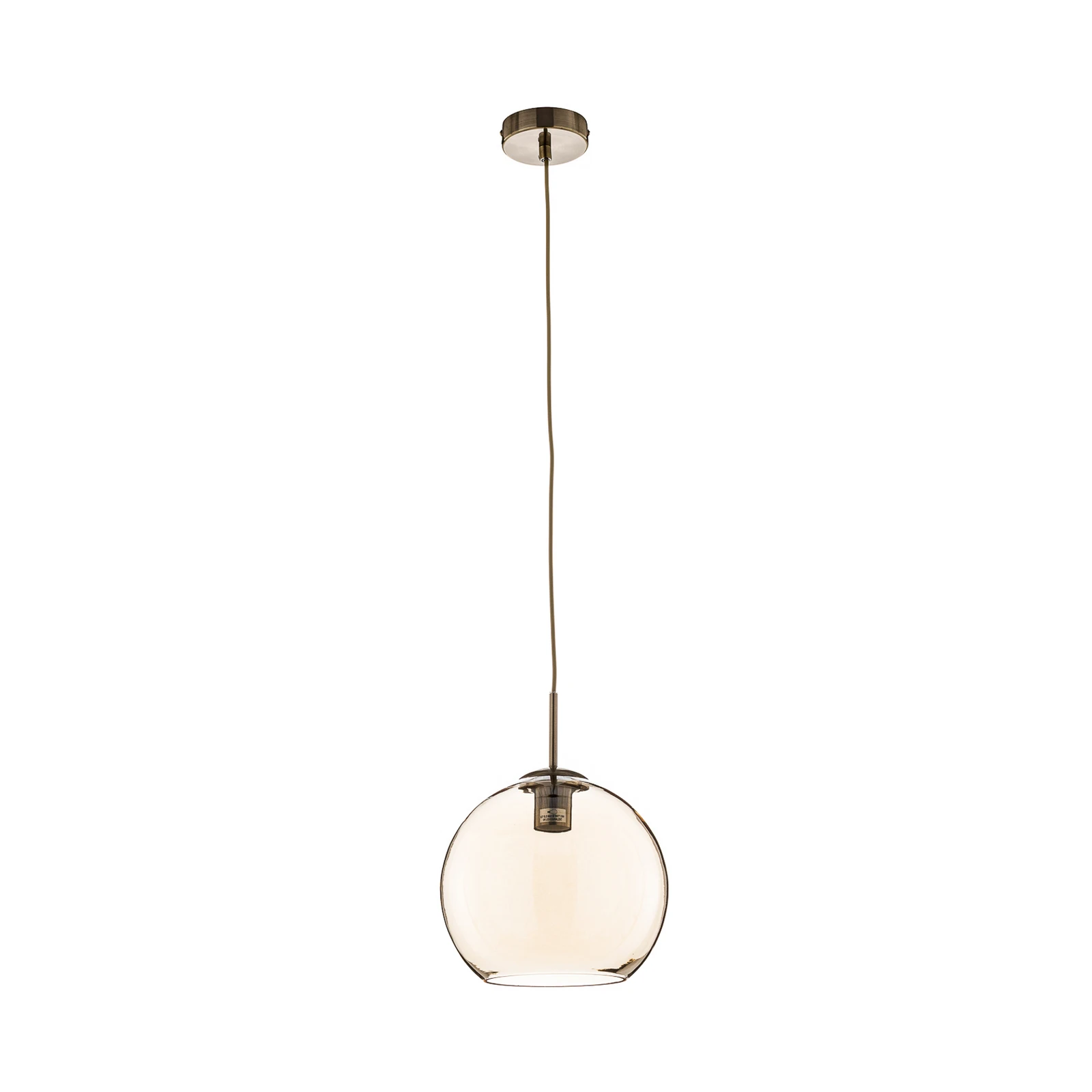 Hanglamp Balls m amberkleur. glazen bol 25cm