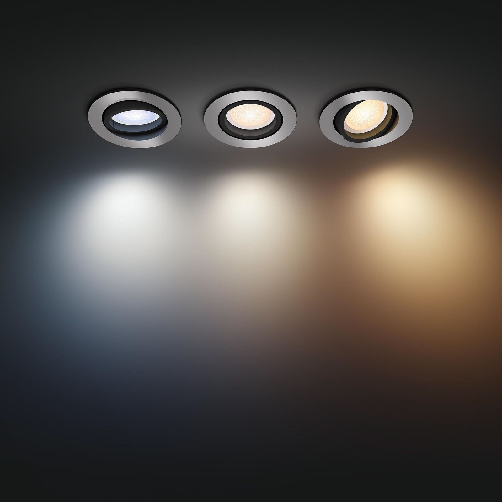 Philips Hue Milliskin LED innfelt spot 3 rund aluminium