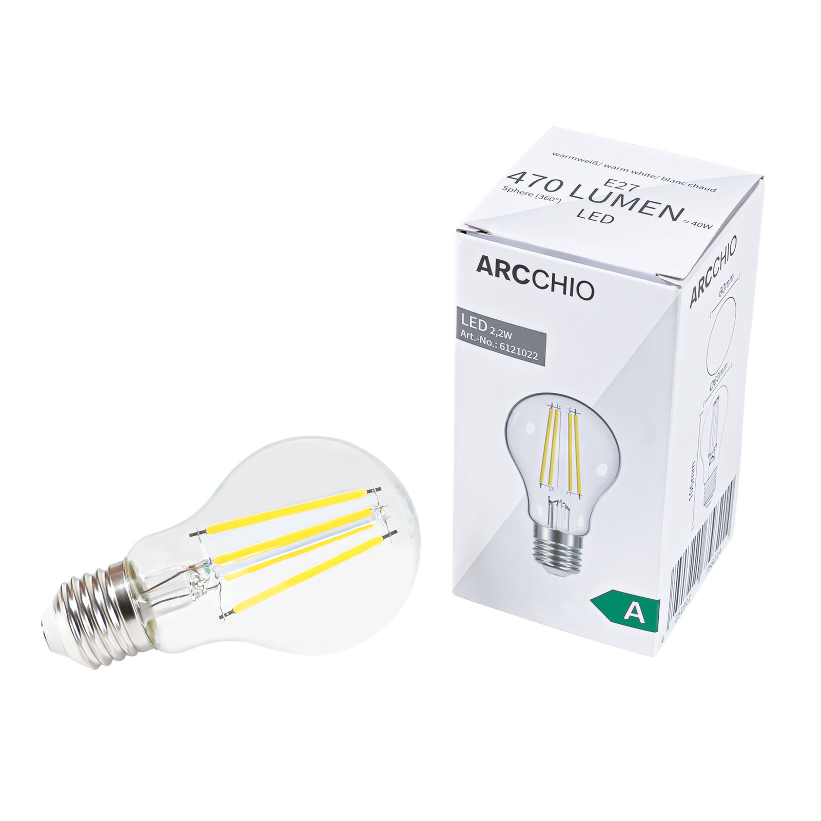 Arcchio LED-Leuchtmittel Filament, E27, 2,2 W, klar, 3.000 K