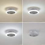 Lindby Ventilateur de plafond LED Mamuti, argenté, silencieux, Ø 55 cm