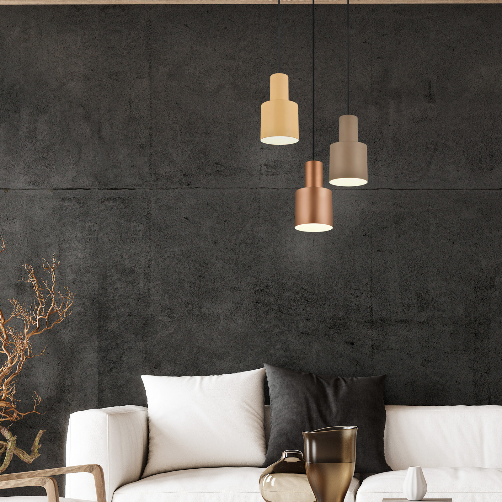 Trio Lighting Agudo lampă suspendată multicolor 3 becuri rondel - Camera de zi / sufragerie - modern - cafeniu bej taupe negru mat alb - Metal