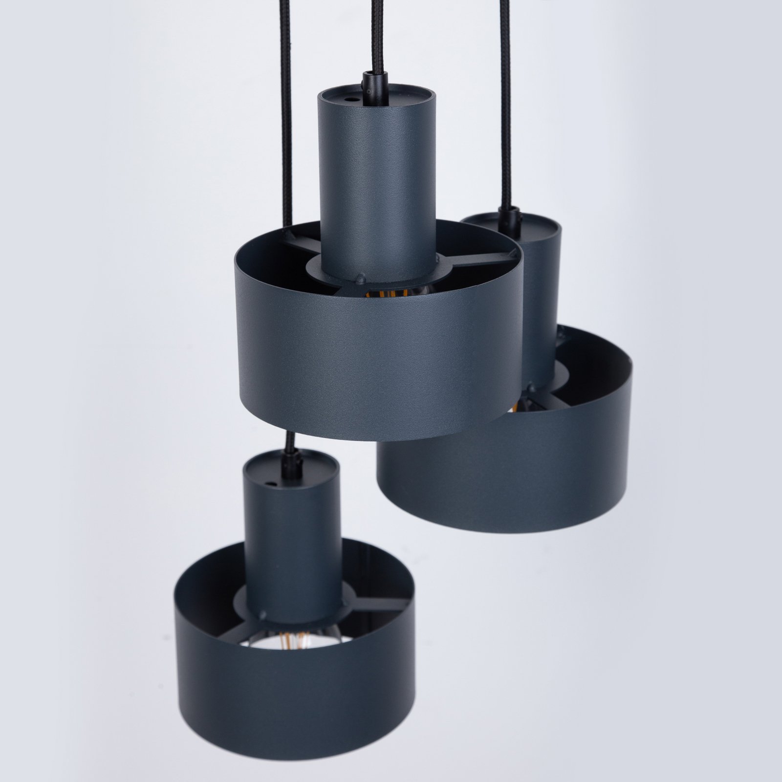 Rif 3 pendant light, anthracite, round, 3-bulb, Ø 33 cm