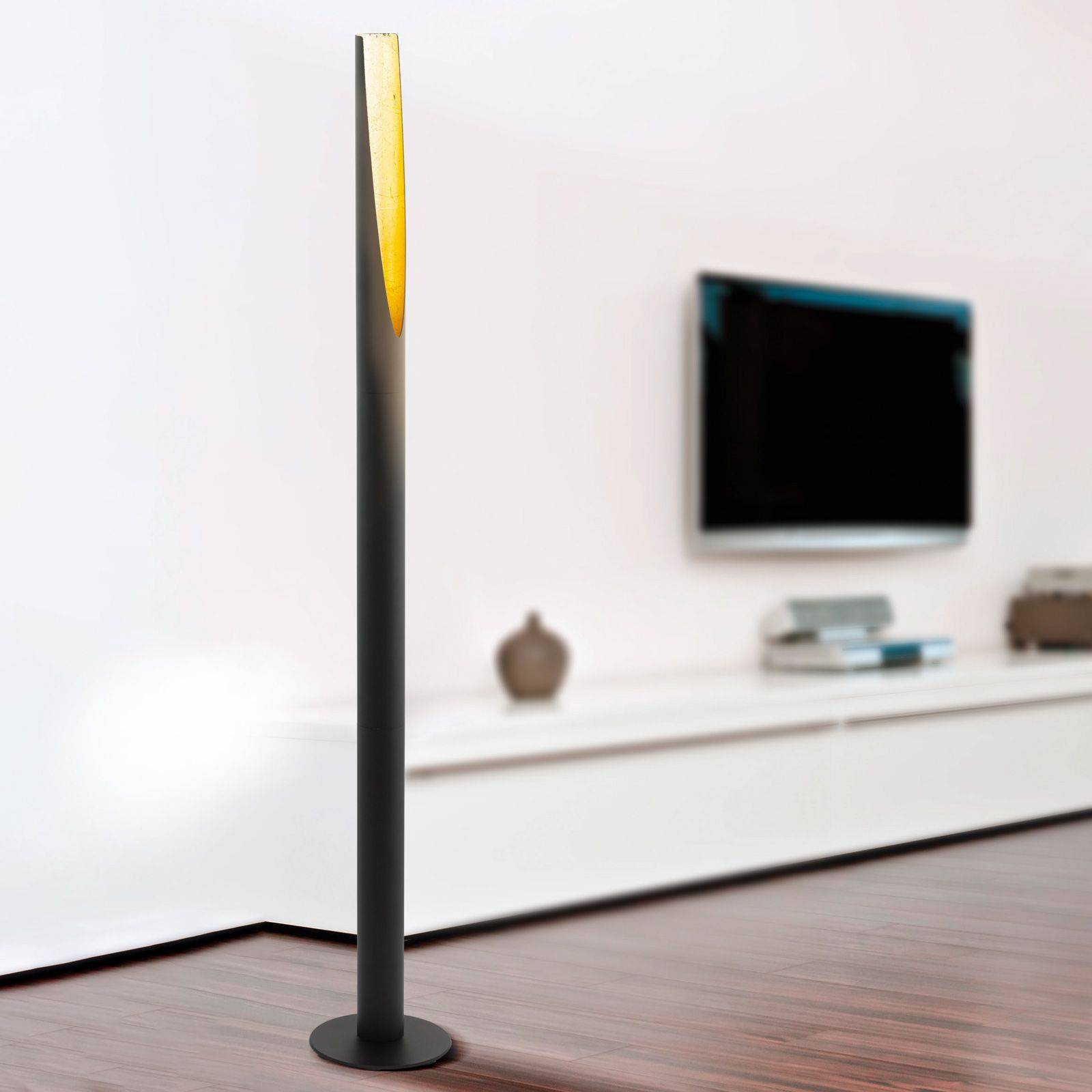 Lampa stojąca LED Barbotto, czarno-złota