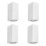 Prios outdoor wall light Tetje, white, angular, 16 cm, set of 4