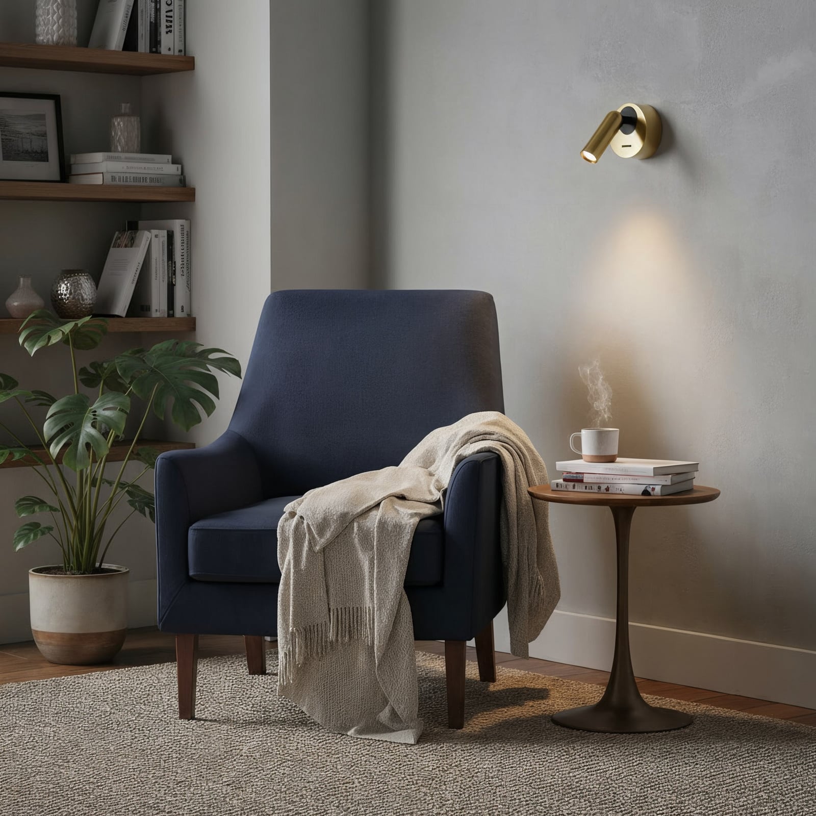 Ideal Lux LED-seinäkohdevalaisin Bean, Ø 7 cm, messinkivärinen