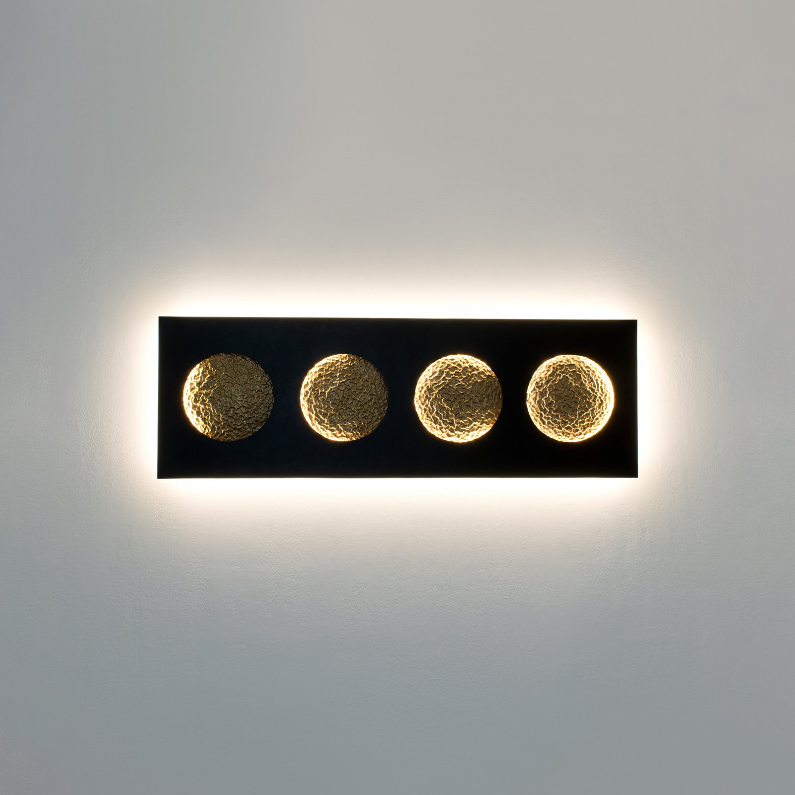 Fasi Della Luna LED wall light, black/gold