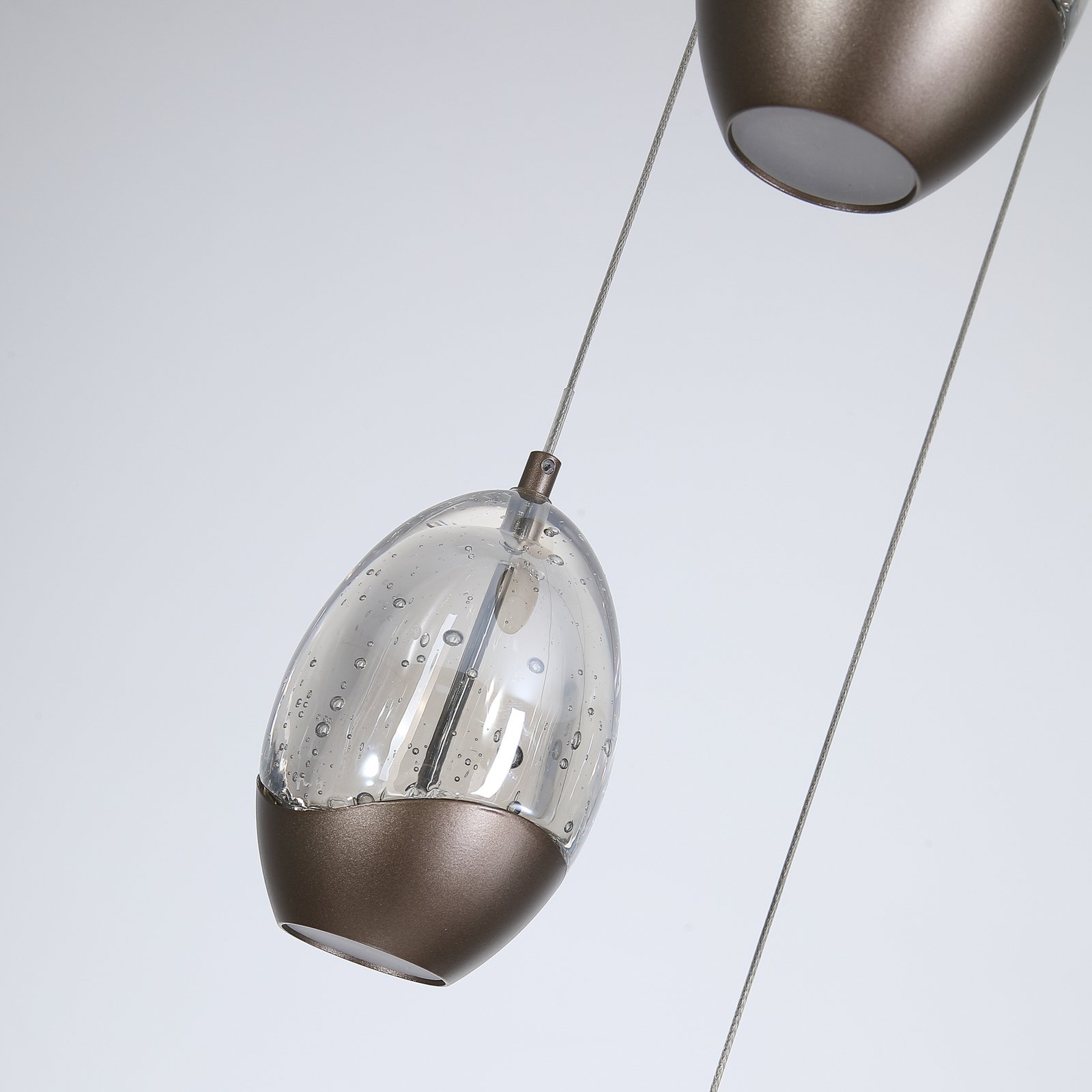 LED-hængelampe Seeds, Ø 30 cm, cremefarvet, glas, 5 lyskilder