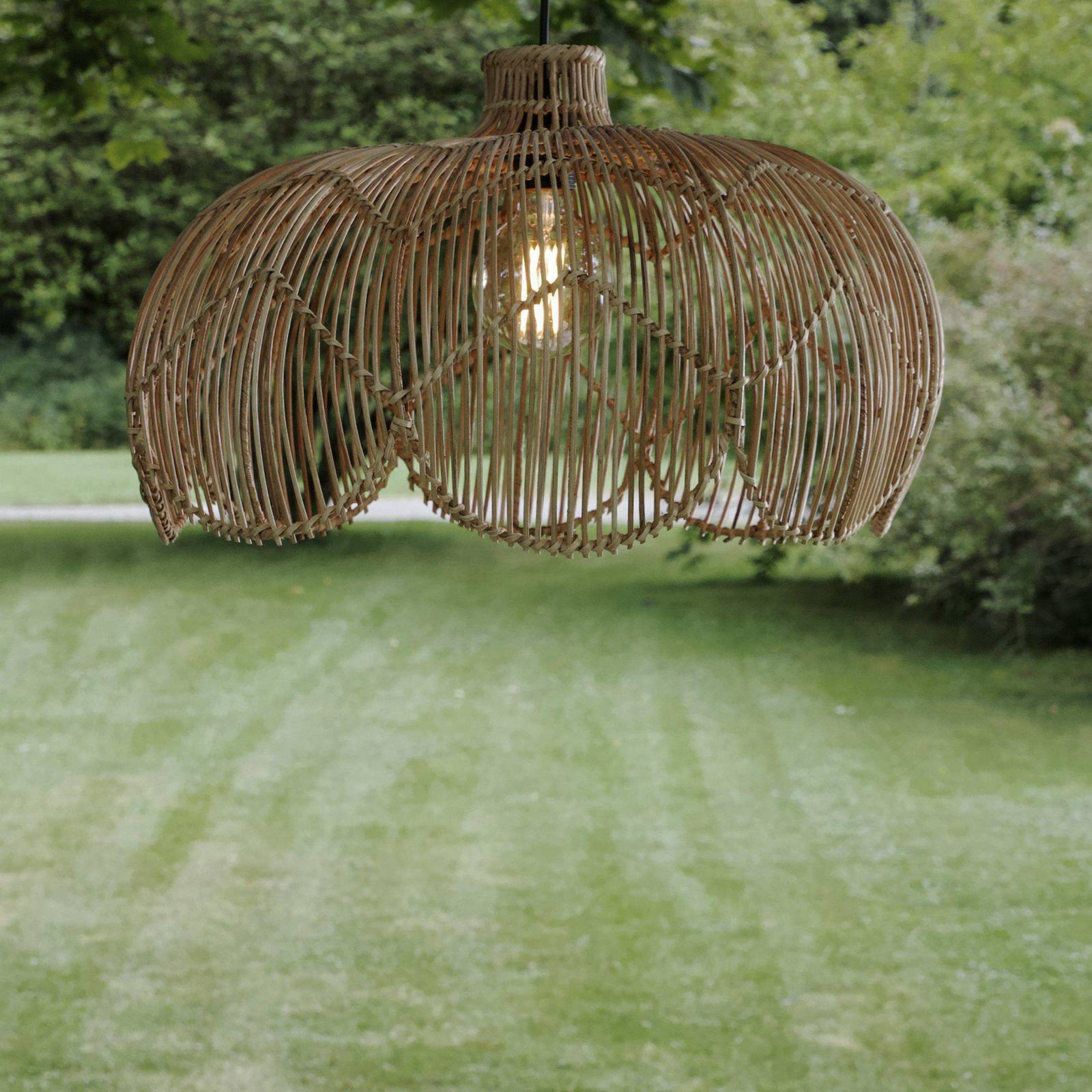 Lampa wisząca zewnętrzna Belle, naturalny rattan, Ø 53 cm, wtyczka IP44