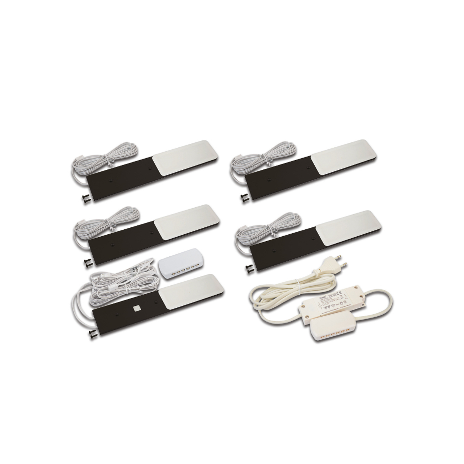 LED-Unterschrankleuchte S-Pad F, 5er-Set, Touchdimmer, Alu LED-Unterschrankleuchte S-Pad F, 5er-Set, Touchdimmer, Alu