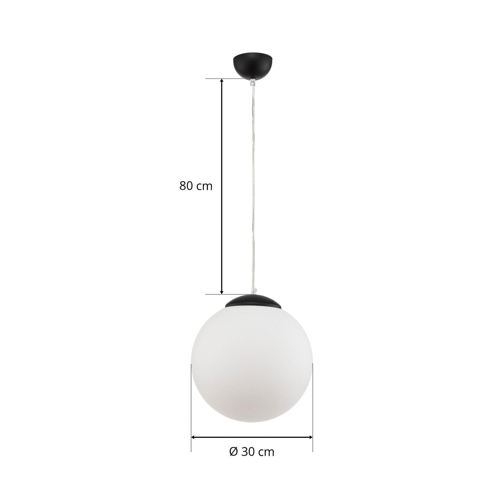 Pendant light Ball, opal glass/chrome, Ø 30 cm