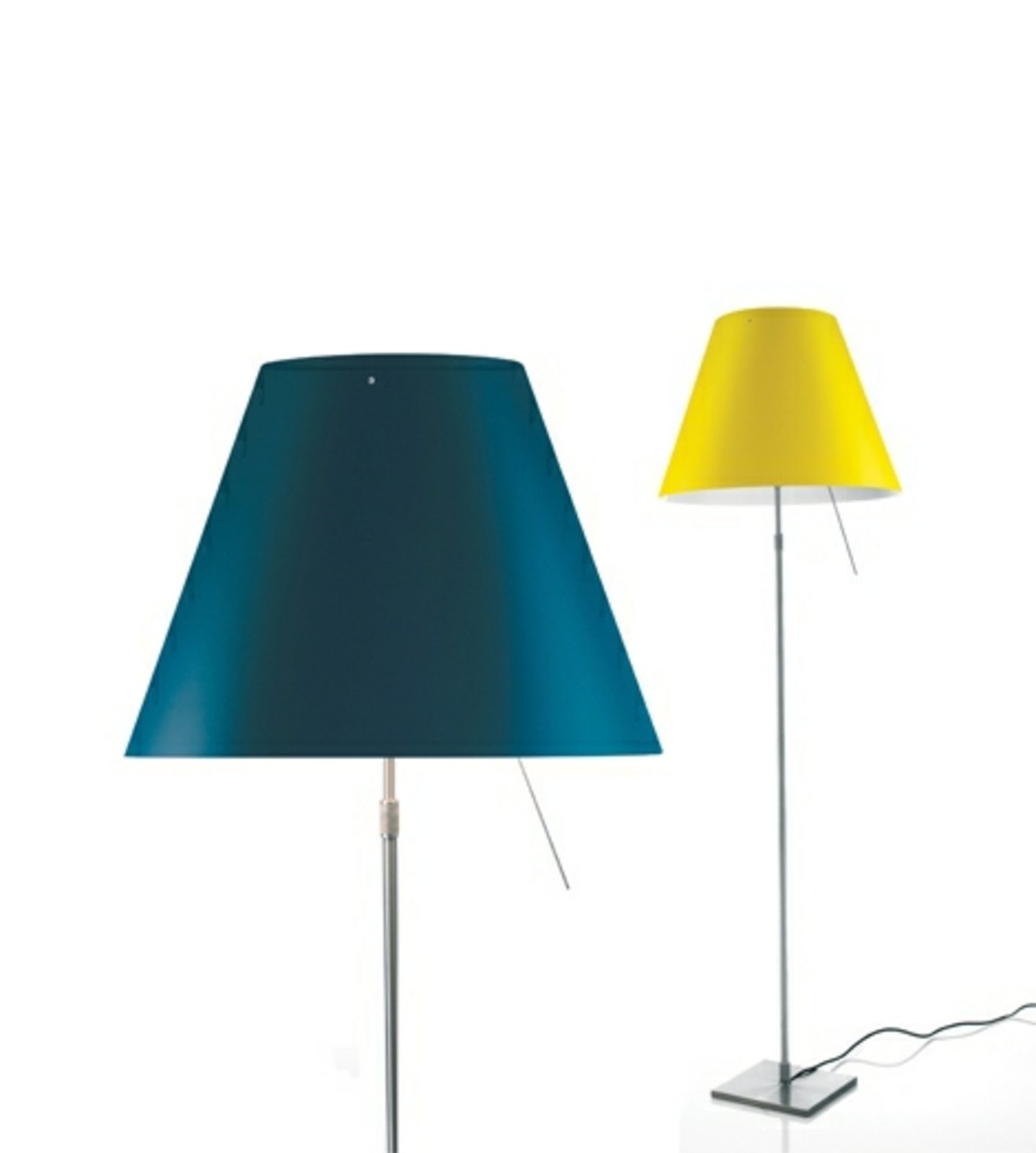 Costanza Floor Lamp with Dimmer Aluminium with White - Luceplan