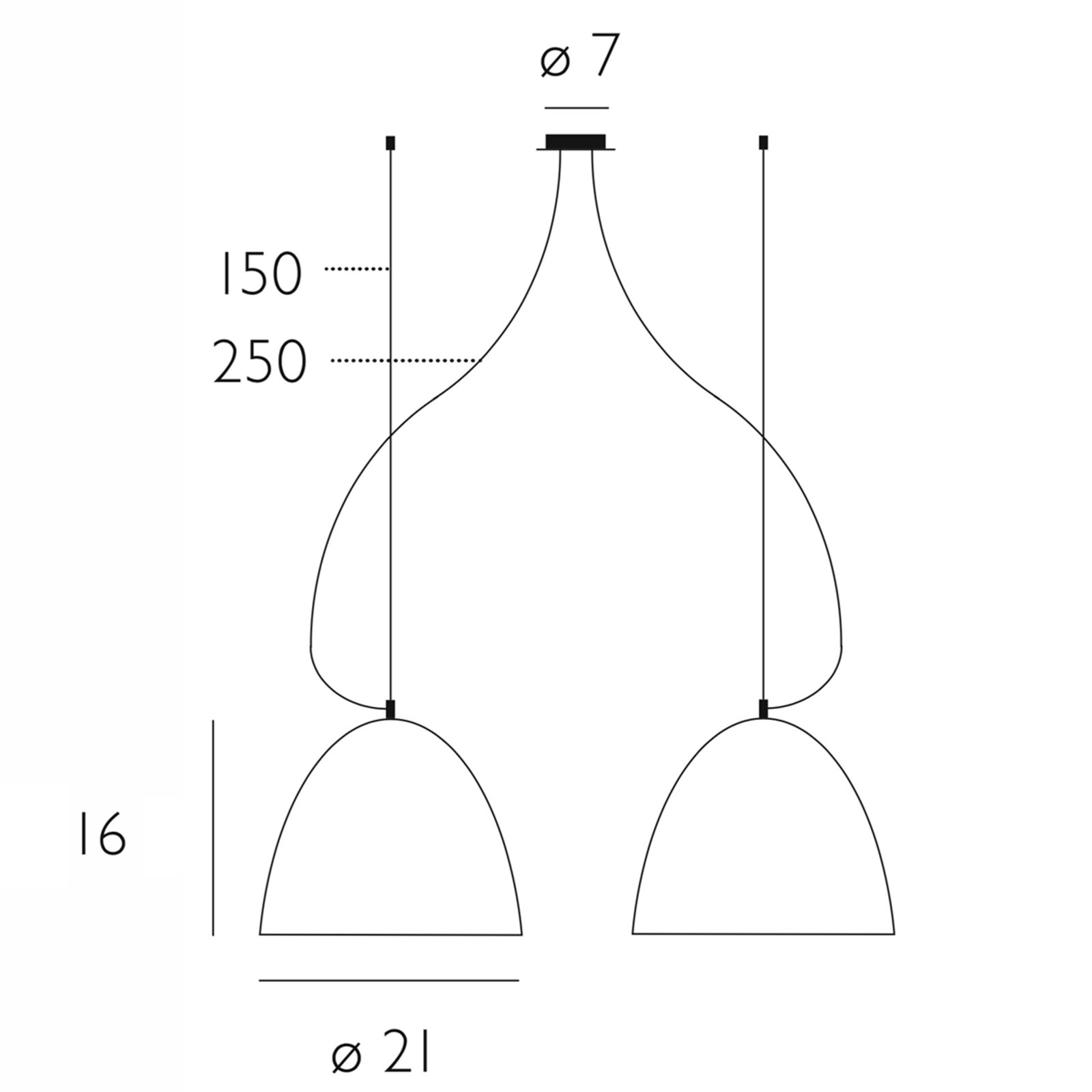 Zandkleurige hanglamp BELL zand, 21 cm, 2-lichts
