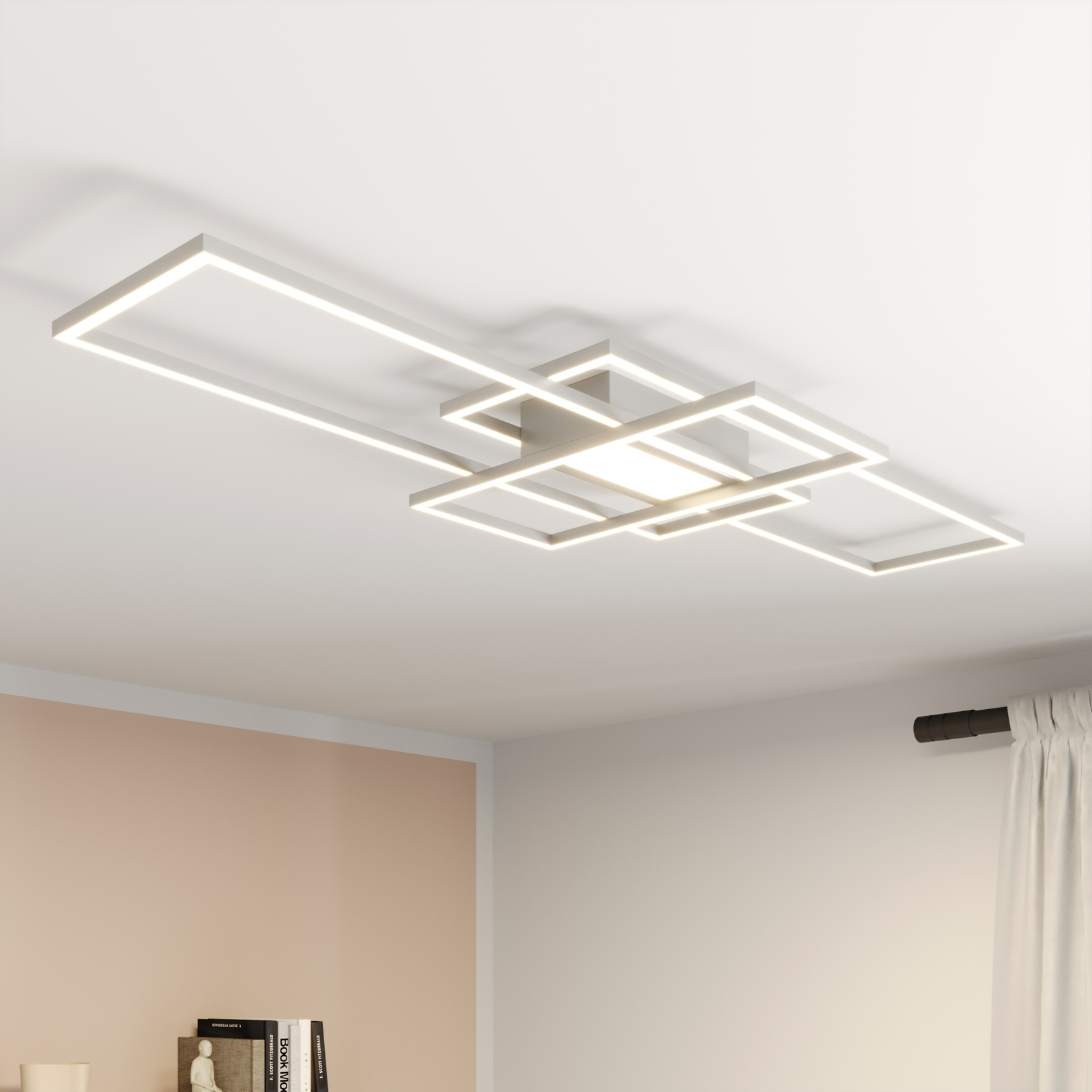 Lindby Mairin LED ceiling light, matt nickel