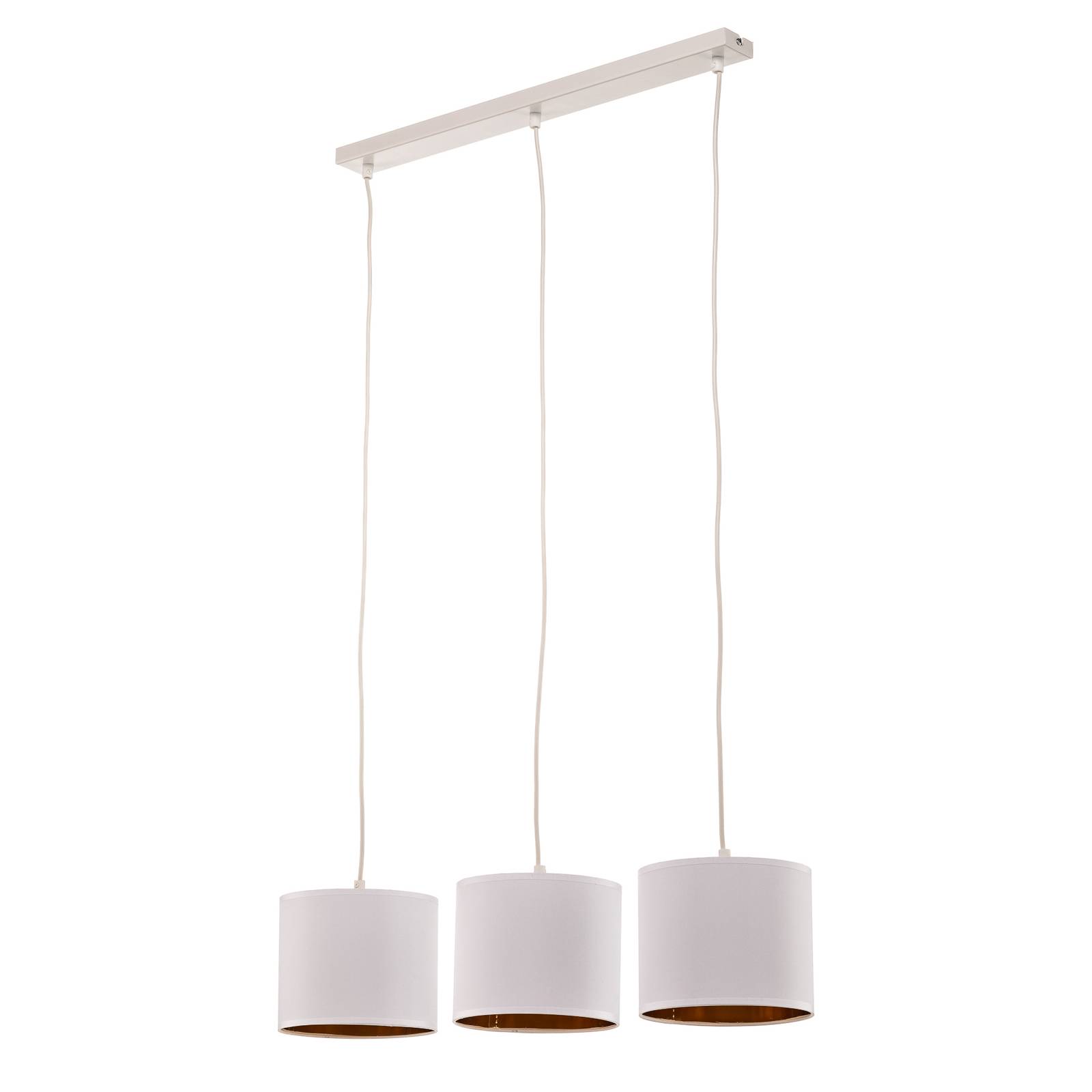 Suspension Soho cylindre longue 3 lampes blanc/or