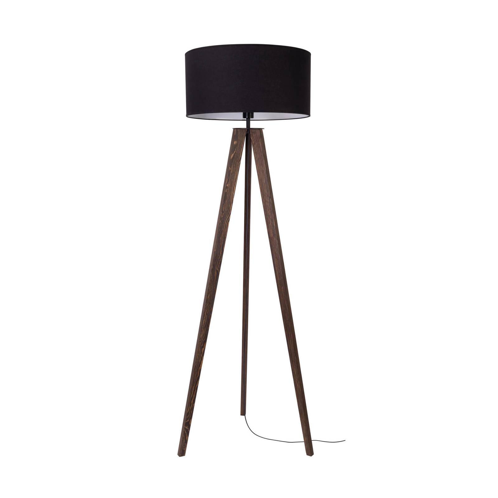 Golvlampa Maira, trebent, nötträd, svart