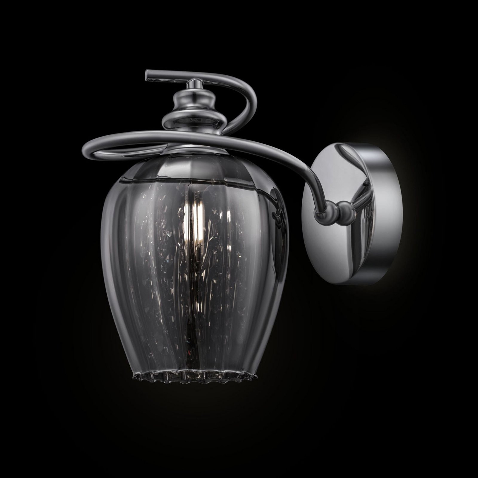 Maytoni Blues wall light with glass lampshade, smoky grey, for Living / Dining Room, metal, glass, E14, 40 W, energy efficiency: A++, W: 14 cm, H: 25 cm