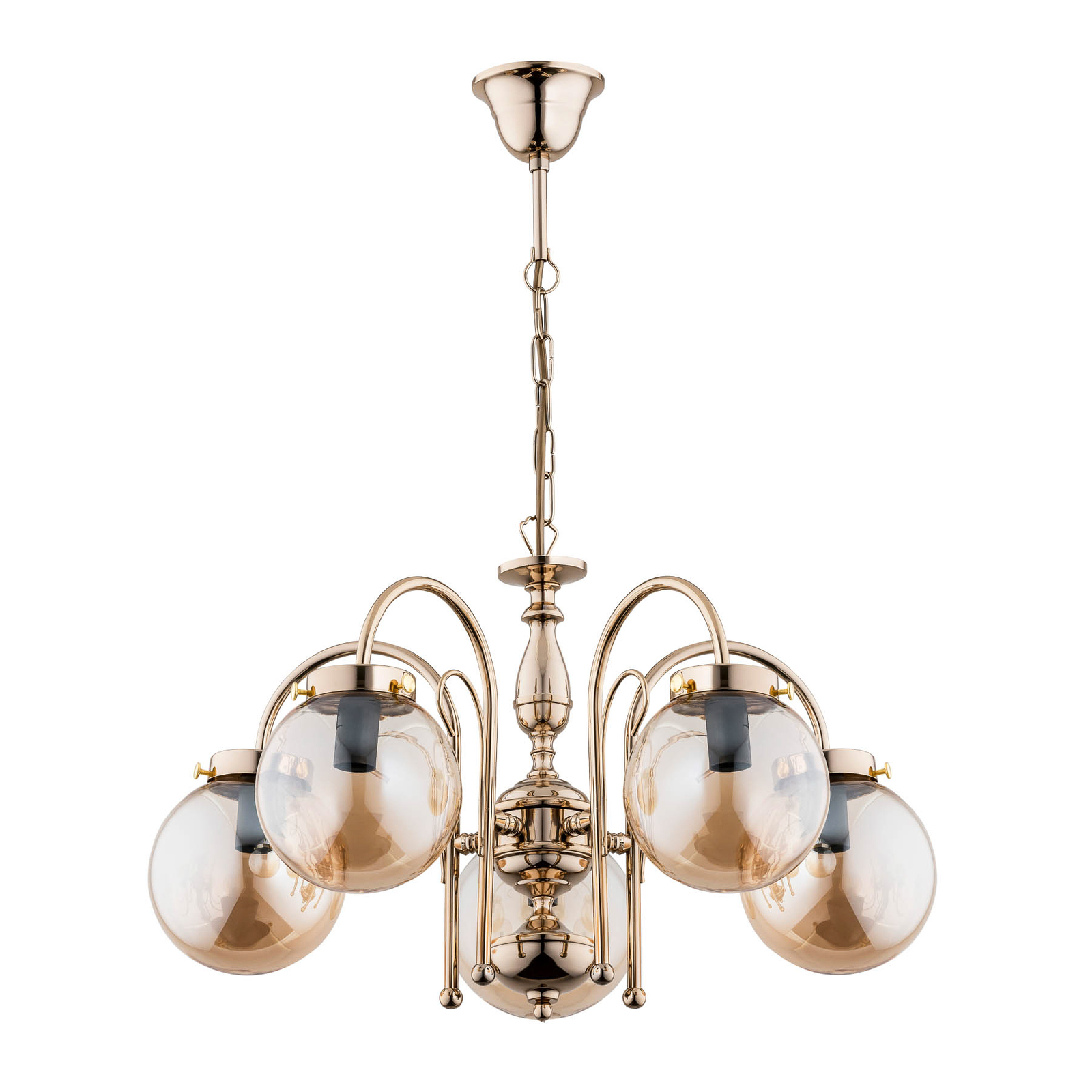 Hector chandelier, gold, 5-bulb