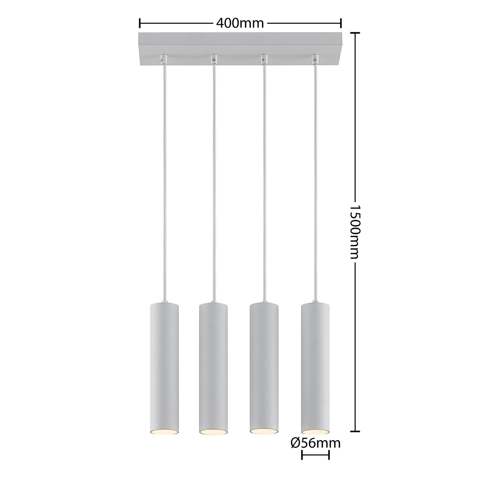 Prios Neliyah lampa wisząca okrągła, biała, 4-pkt.